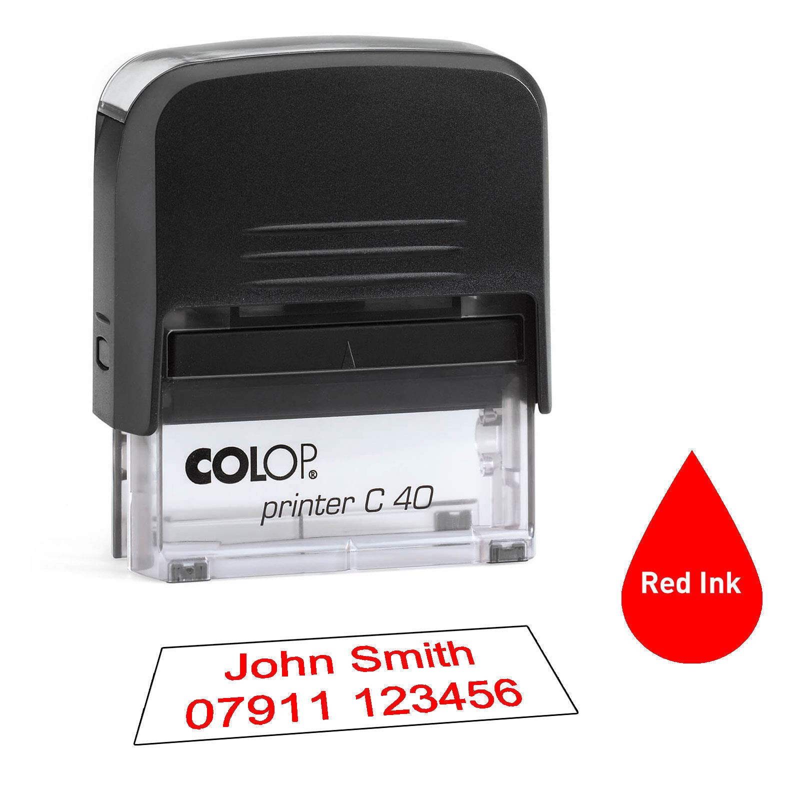 Colop C40 58 x 22mm - - Personalised Custom Made Self-Inking Business Address Rubber Stamp - Up to 5 Lines of Text Same Day Dispatch if Ordered Before noon