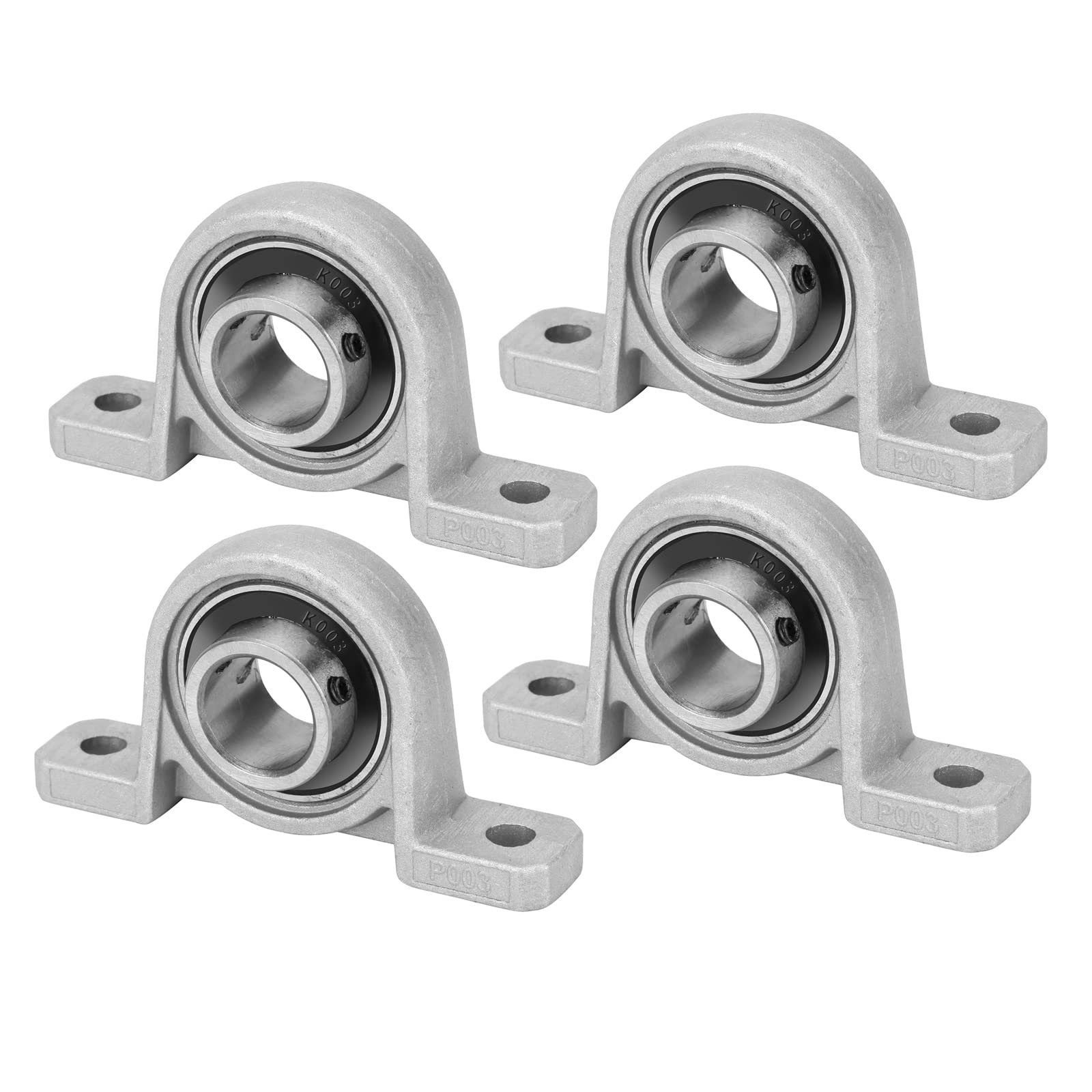 HiPicco Lot de 4 roulements à billes KP003 montés sur bride – Alésage de 17 mm ID Auto-alignement en alliage de zinc pour tige d'arbre linéaire de 17 mm de diamètre