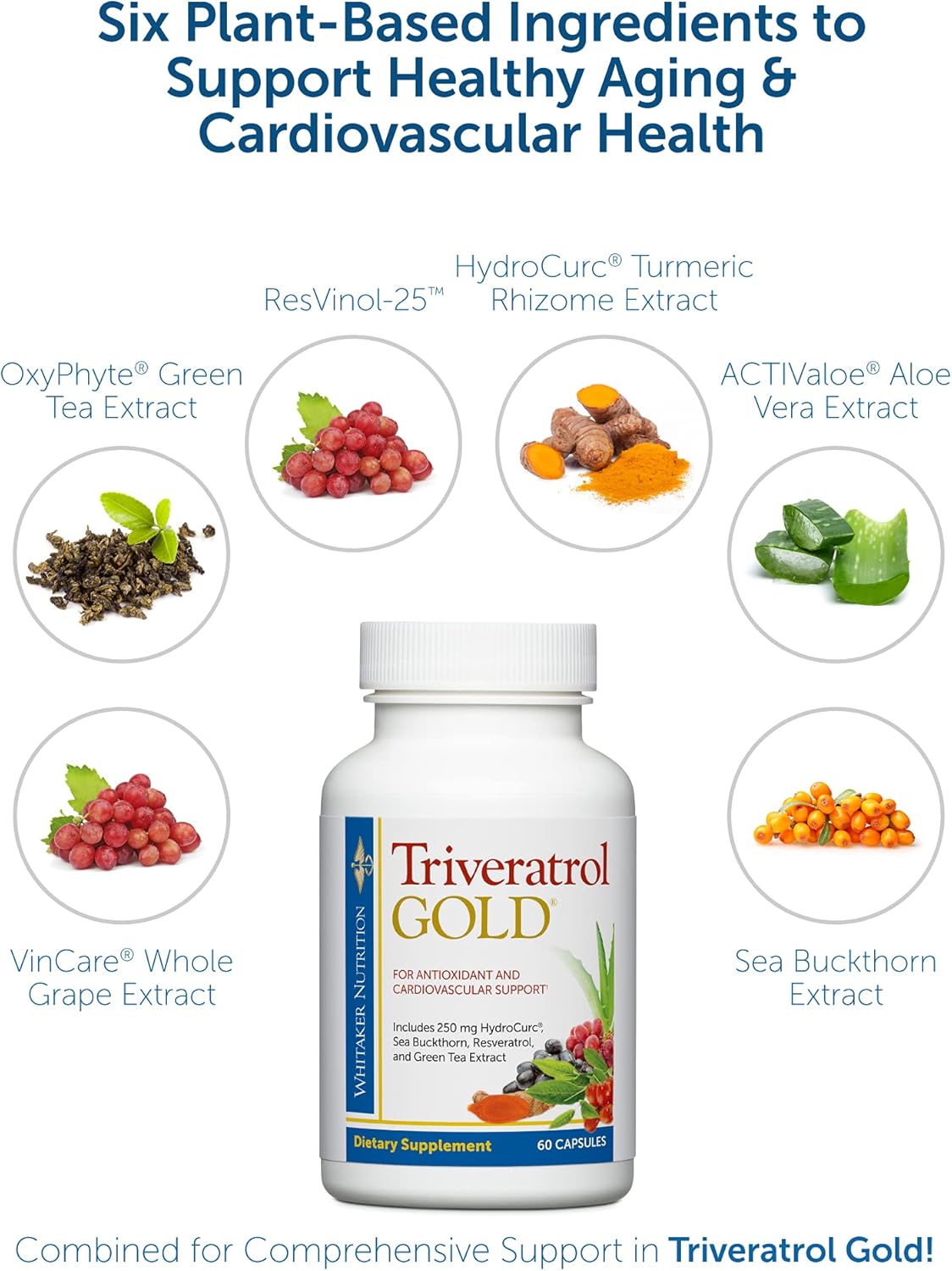 Dr. Whitaker's Triveratrol Gold – Healthy Aging Supplement with Resveratrol & Extracts of Aloe Vera, Green Tea, and Turmeric – Provides Antioxidant & Cardiovascular Support (60 Capsules) - Image 4