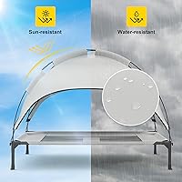 Vista 5 de GOJOOASIS Outdoor Dog Bed with Canopy, Waterproof Outside Dog Cots Pet Bed with Removable Canopy Tent, Cat Bed Shelter, Lifted Camping Pet Bed for
