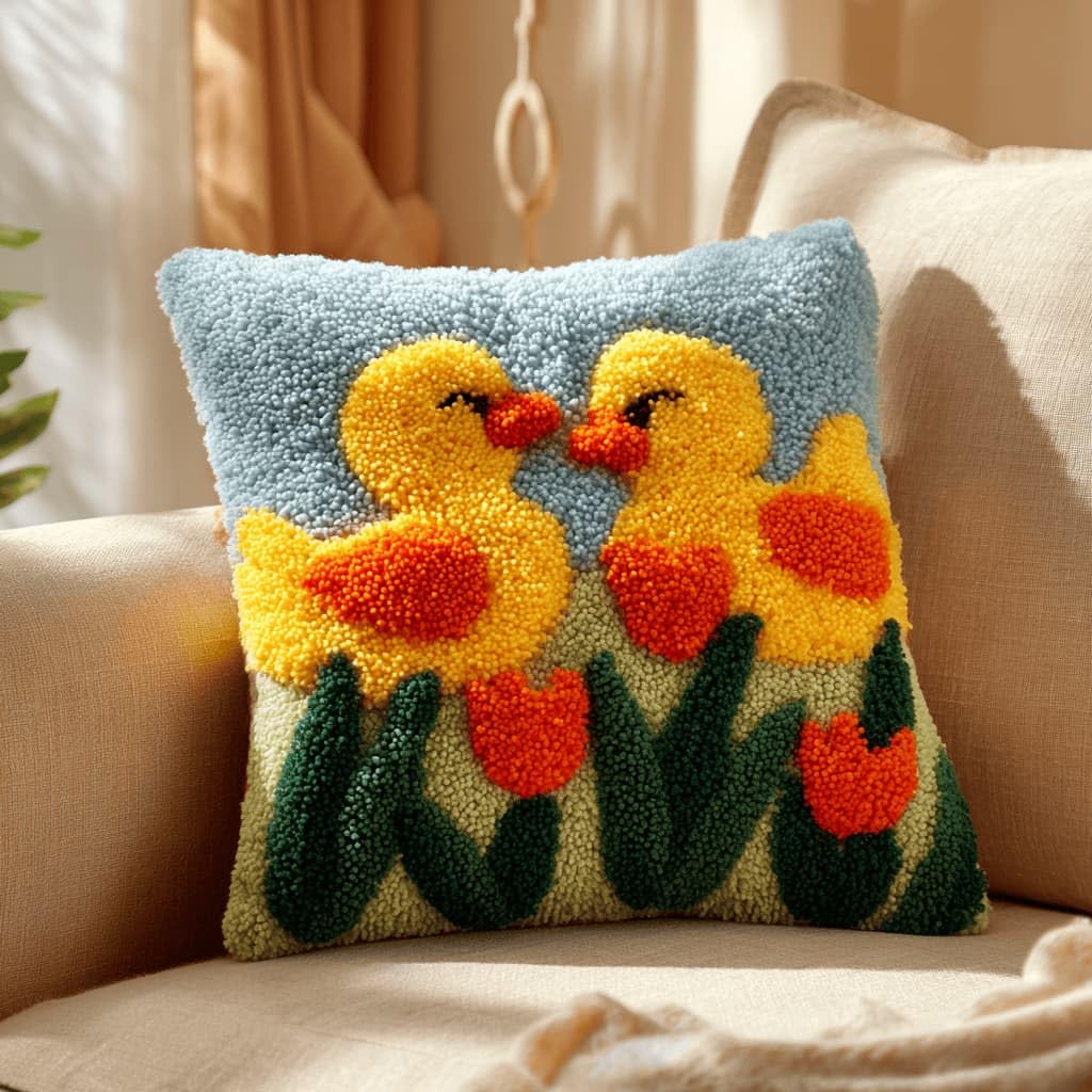 Kitquiver Beginner Latch Hook Cushion Kit,Lily Decor Pillow Cover 43X43Cm