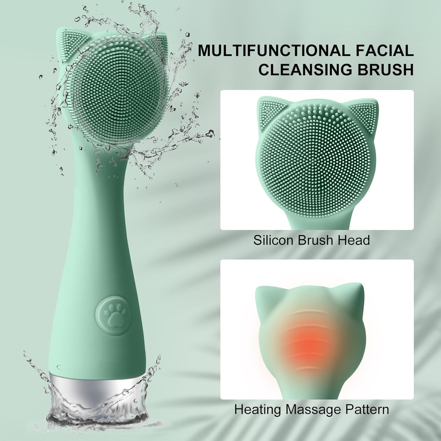 Facial Cleansing Brush, Silicone Face Scrubber Exfoliator for Men & Women, Electric Face Brush Waterproof, with 3 Speeds Adjustable for Deep Cleaning, Removing Blackhead, Facical Massaging - Image 3