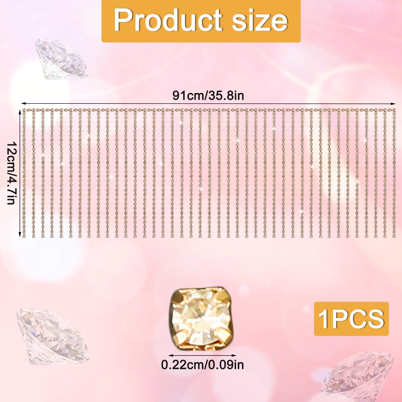 Frange Di Strass Con Nappe Di Cristallo - 91cm Per Matrimoni E Fai Da Te