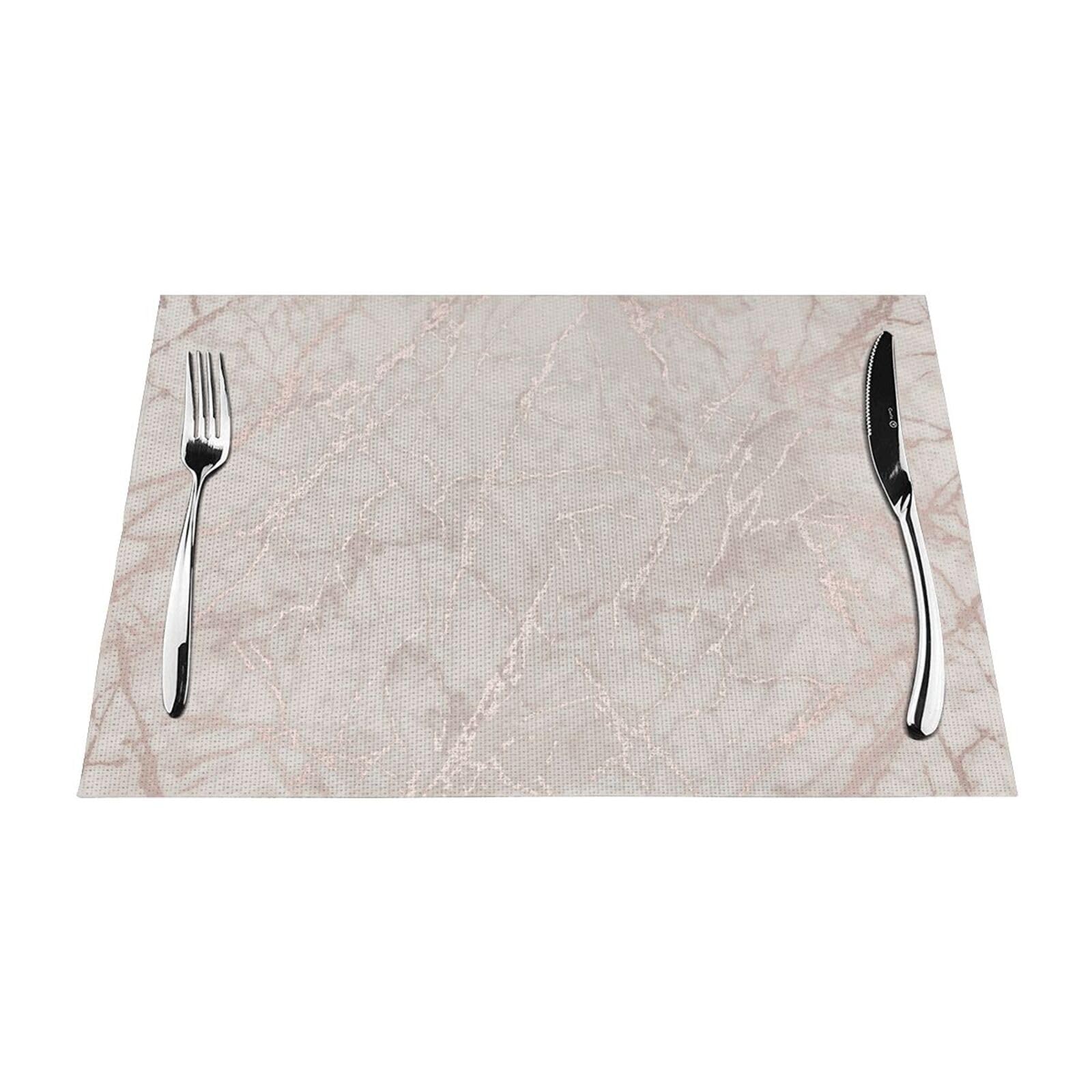 PVC Placemat Set of 6 PCS, 45x30 CM, Rose Gold Marble Printed Non-Slip Heat Resistant Place Mats for Kitchen Dining Table Indoor Outdoor