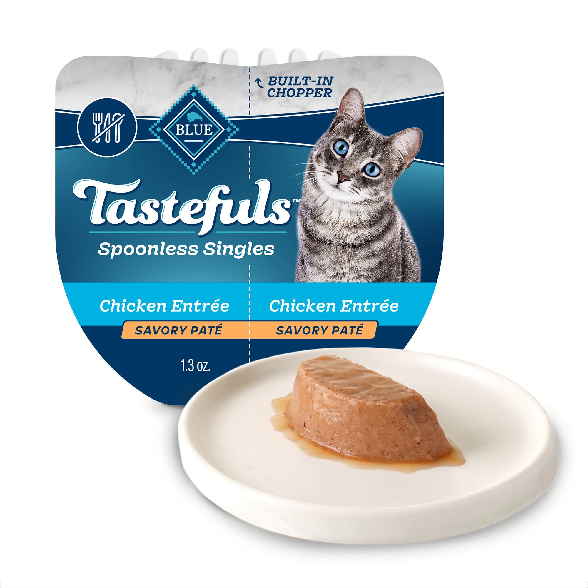 Blue Buffalo Tastefuls Spoonless Singles Natural Wet Cat Food Paté, Perfectly Portioned Cups, 2.6-oz. Twin-Pack Trays, Chicken Entreé (24 Count)
