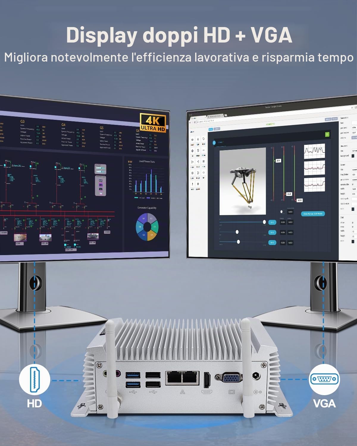 BASOARO Mini PC Industriale Win 10 PC Desktop senza ventola Core i7 4500U, 8GB RAM 256GB SSD, 2 Gigabit Ethernet, HD VGA Doppio Display, RS232/RS485 COM, 4 USB 3.0, 4 USB 2.0, WiFi, BT
