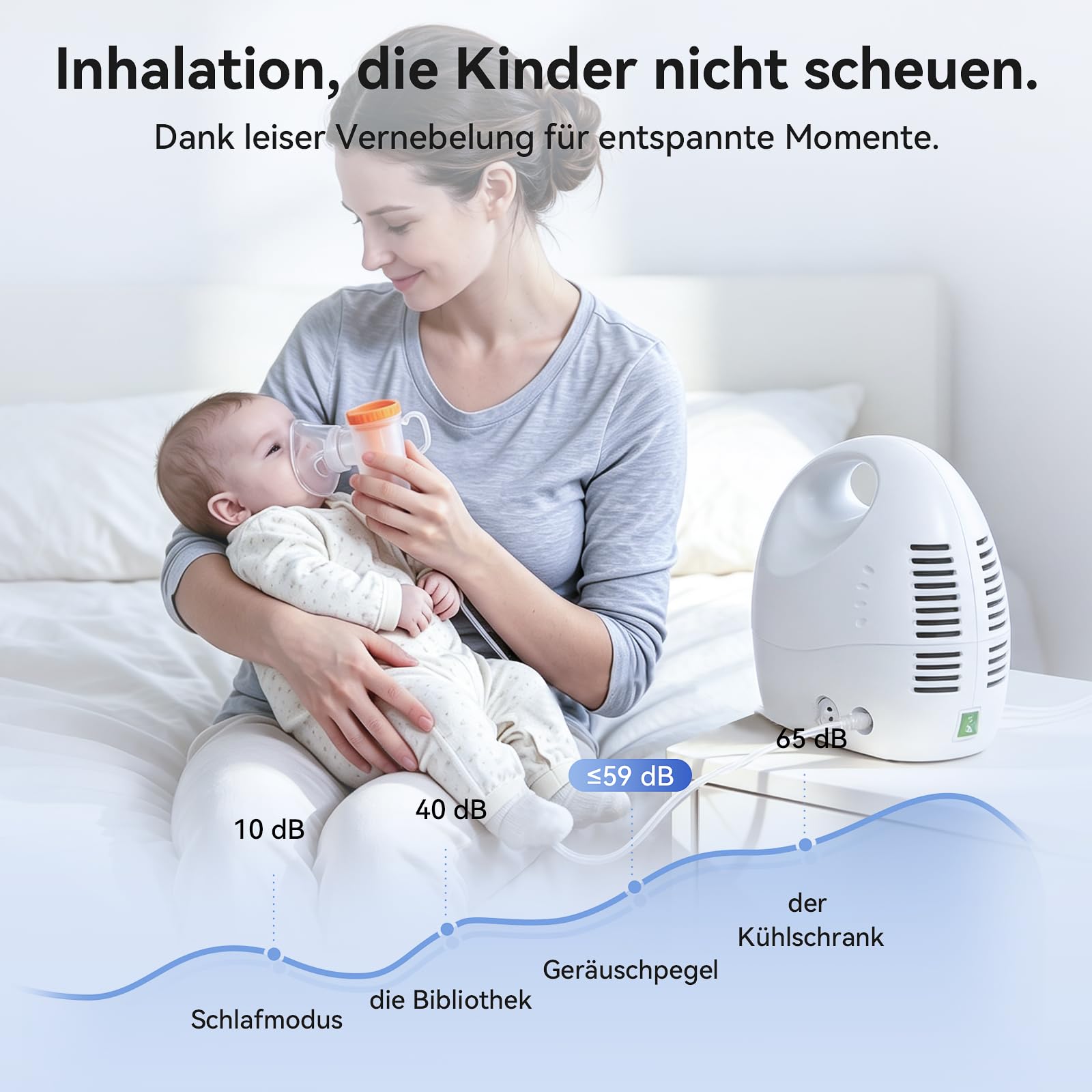 Inhalationsgerät, Inhalator für Erwachsene Kinder, Vernebler Inhaliergerät | Regulierbare Sprühmenge –zur Behandlung von Erkältungen, Asthma und weiteren Atemwegserkrankungen –für alle Altersgruppen