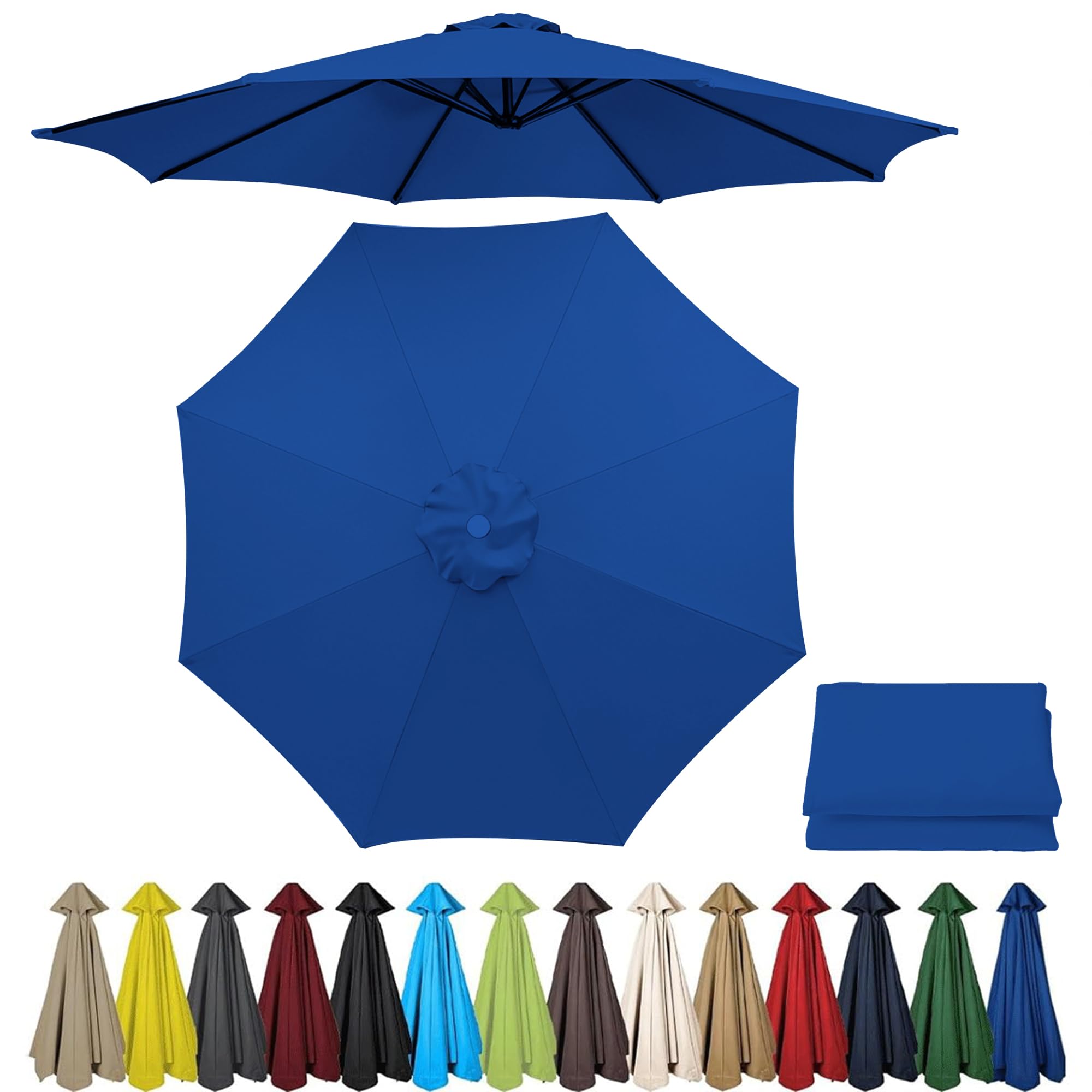 Zteiuqx L-0101 2M/2.3M/2.5M/2.7M/3.0M/3.5M Parasol Replacement Canopy And Fabric Cover For Garden Umbrella, Umbrella Canopy Replacement Outdoor 6/8 Rib