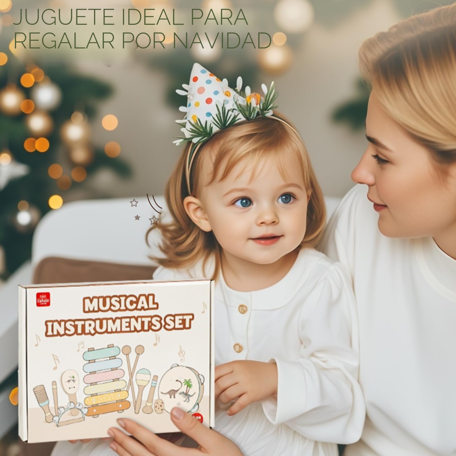 Lehoo Castle Juguetes Niños Instrumentos Musicales Juguetes Madera para Bebes Xilófono Tambor Juguetes Montessori Educación Regalos Niños Niña 1 2 3 Años