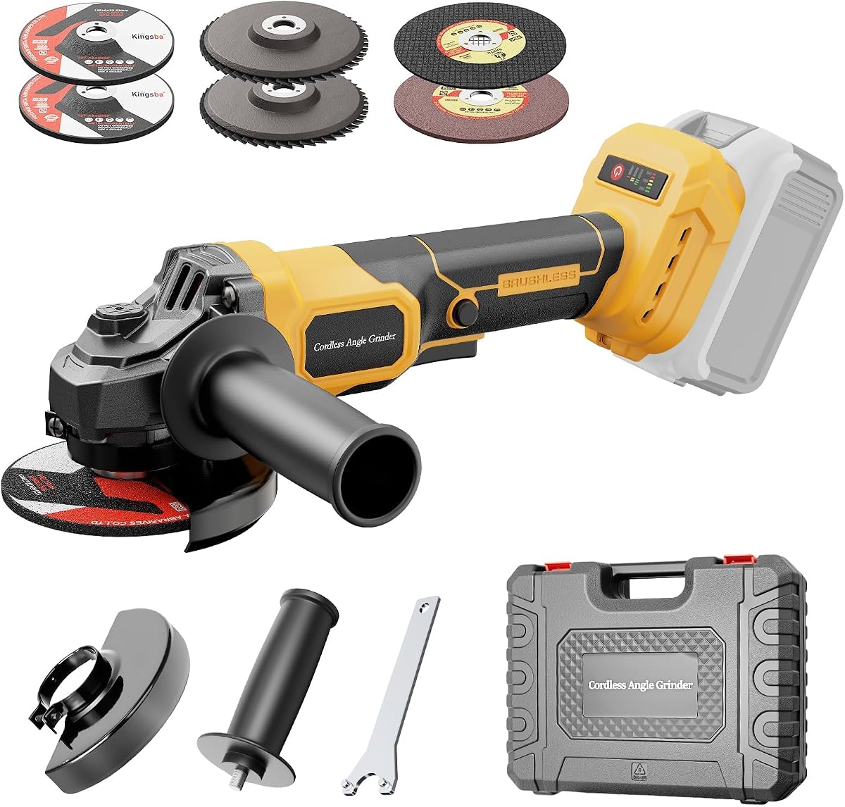 Cordless Angle Grinder Compatible with Dewalt 20V MAX Battery (NO Battery) | 3 Variable Speed Brushless Motor, Up to 8500 RPM Angle Grinder for Grinding, Cutting, Polishing & Rust Removal, Tool Only