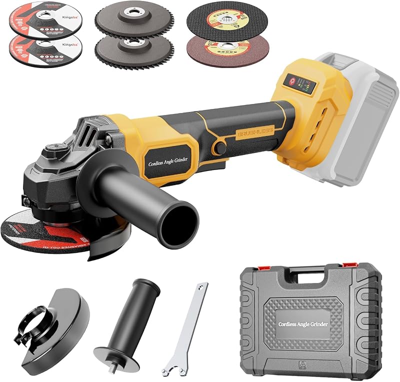 Cordless Angle Grinder Compatible with Dewalt 20V MAX Battery (NO Battery) | 3 Variable Speed Brushless Motor, Up to 8500 RPM Angle Grinder for Grinding, Cutting, Polishing & Rust Removal, Tool Only