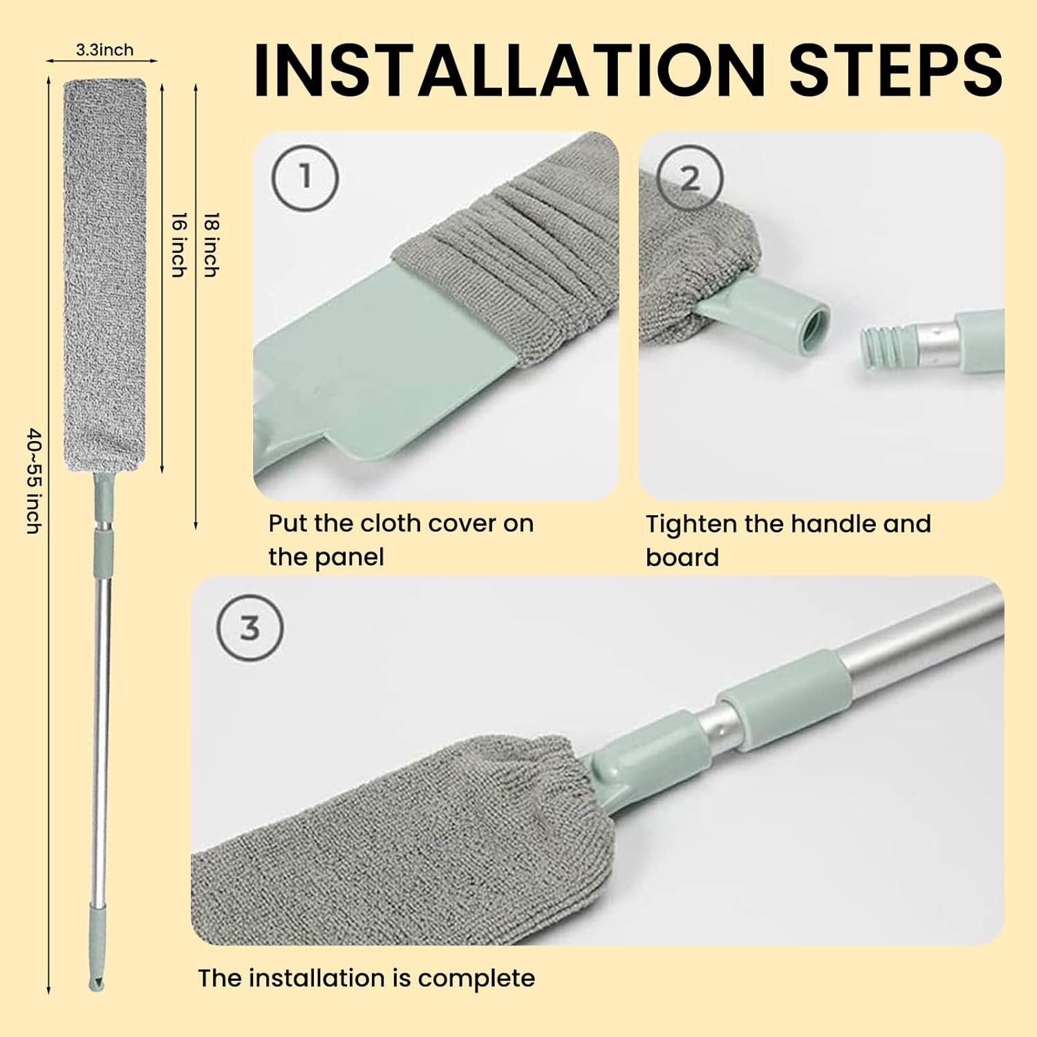 2025 Upgrade Retractable Gap Dust Cleaning Artifact |Extendable Duster Cleaning Tool for Hard-to-Reach Areas |Reusable Washable Dusting Wand for Home,Ceiling,Blinds,Under Furniture (Light Blue, 3 PCS)