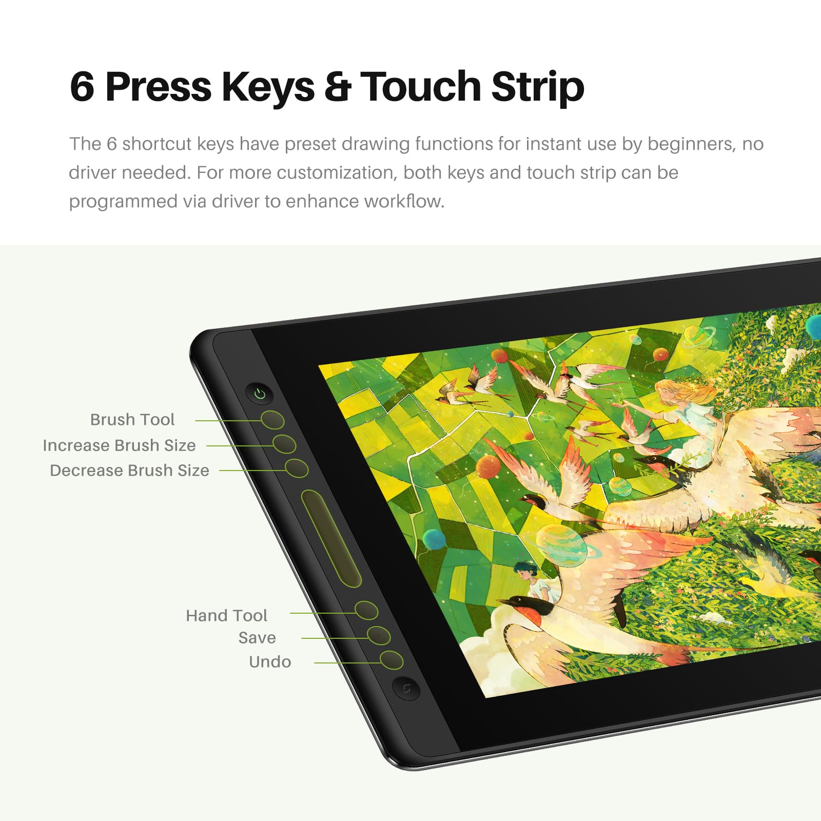 HUION Kamvas Pro 16 V2 - Tablet grafico con schermo, 16384 livelli | 16384 livelli, penna senza batteria, banda touch, funzione di inclinazione, disegno, tablet grafico con display