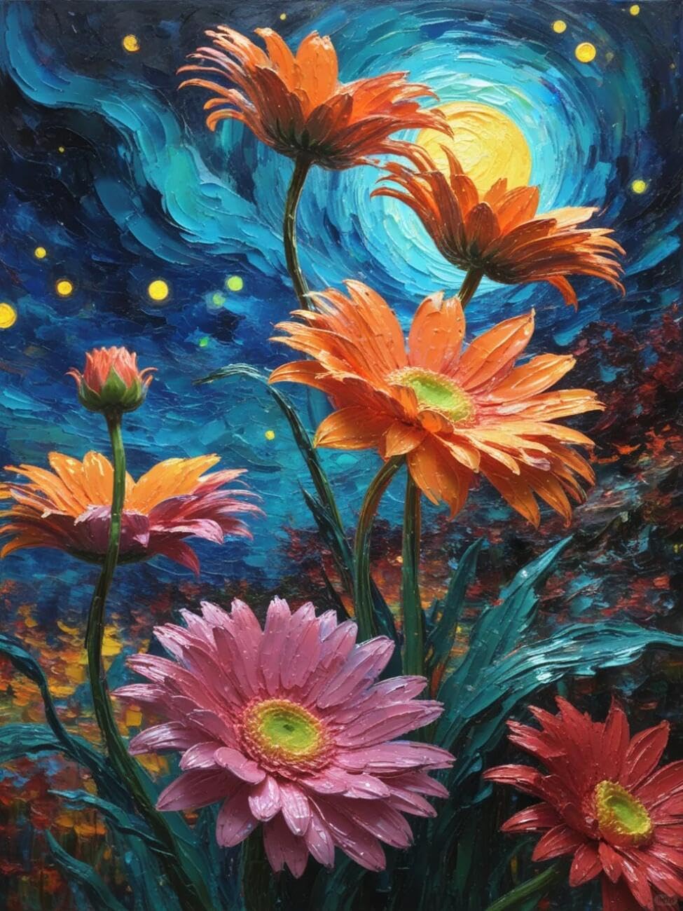 Henypt Cross Stitch Kits for Adults Fantasy Chrysanthemum Flowers DIY Needlepoint Set for Beginners The Elderly with Accessories Home Wall Decoration 14CT 80x100cm