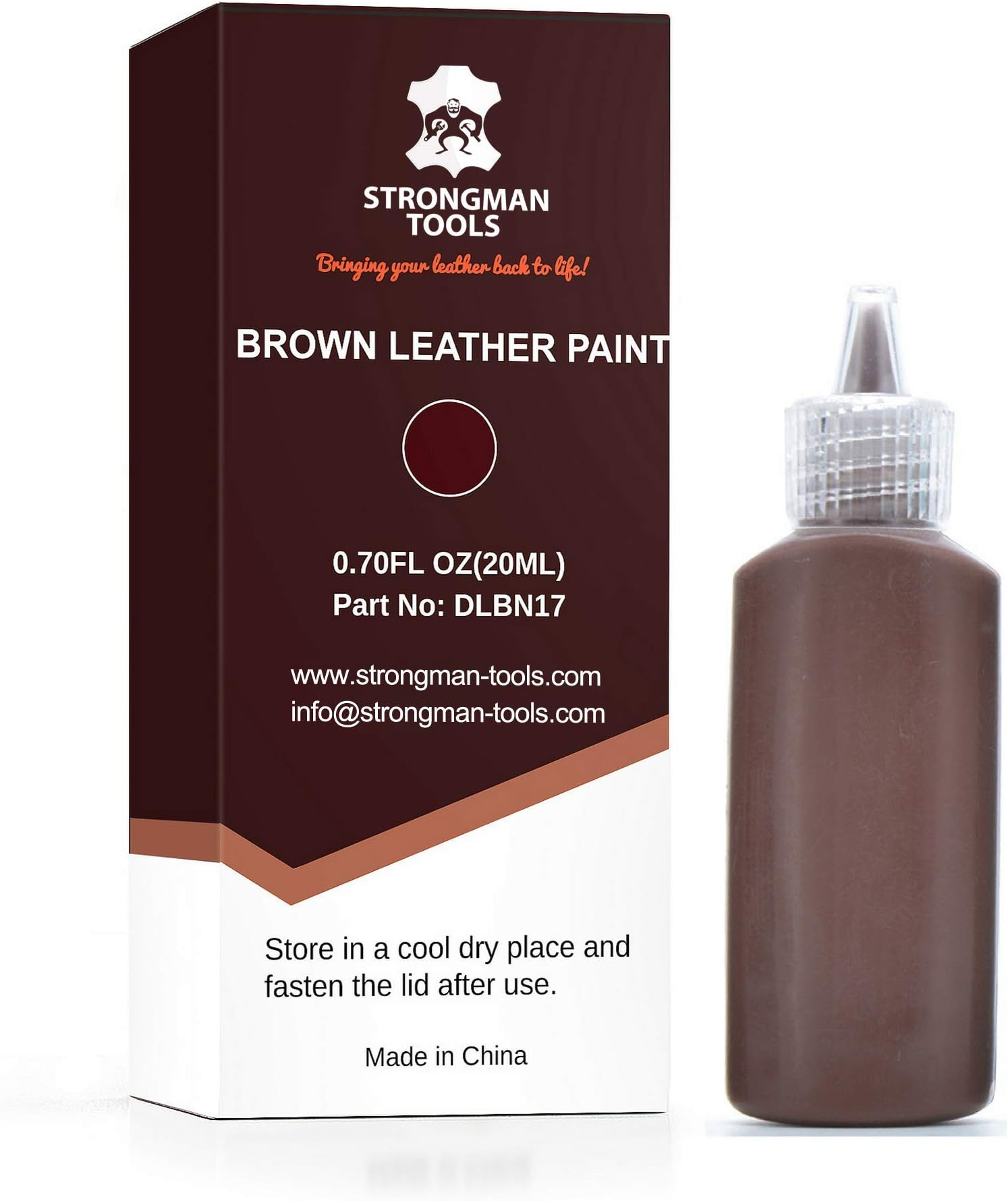 Strongman Tools | Brown Leather Paint | Non Toxic Premium Grade | Use to Restore and Repair Your Brown Leather Items | for Handbags, Car Seats, Couches, Sofas, Boats, Jackets and Shoes