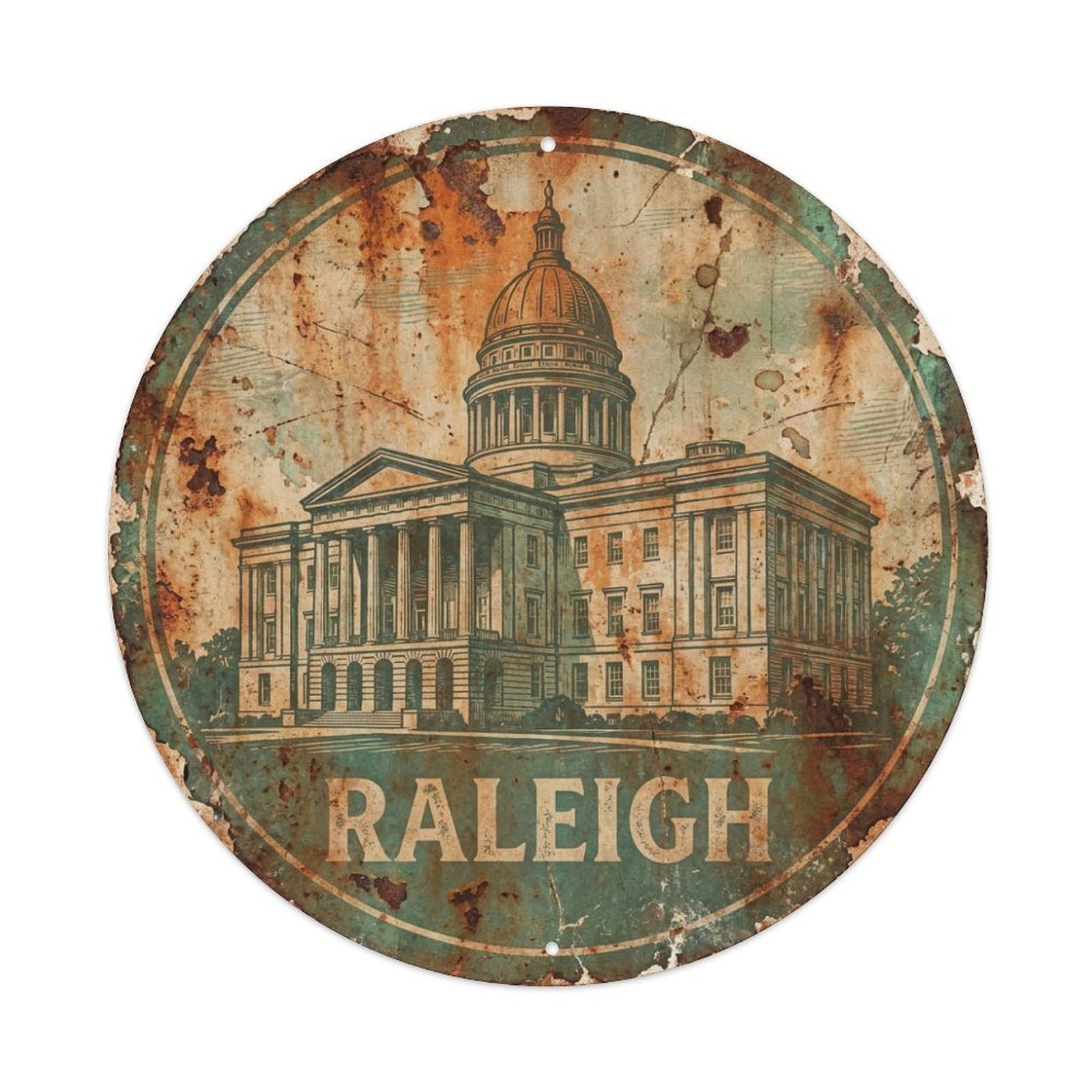 Tgrcjimh Style Metal Tin Sign Usa Vintage Travel Raleigh