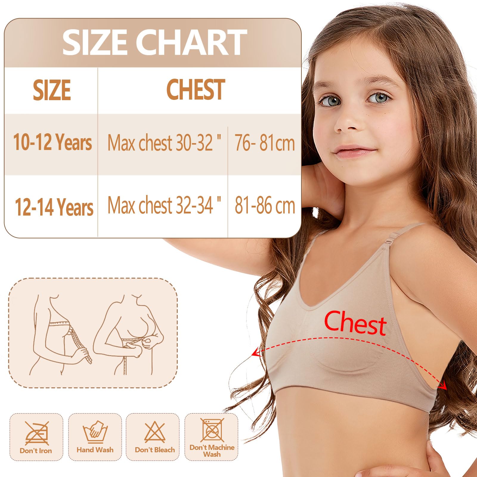iMuchic Brasier de baile para niñas, sin costuras, invisible, sin espalda, con tirantes ajustables