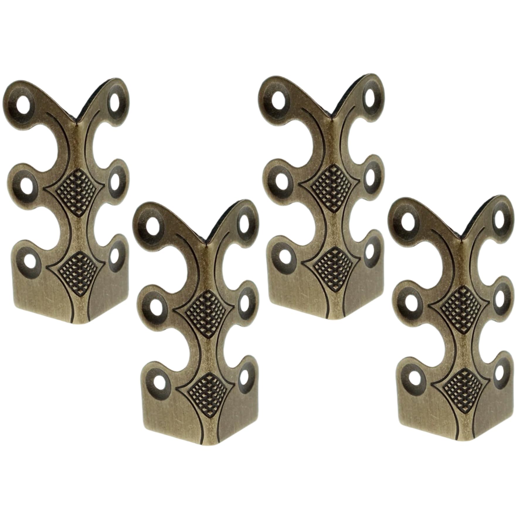 4-Pack Baseboard Corner Protectors - Vintage Style Decorative Corner Brackets, Metal Guards with Screws for Wood Tables, Cabinets, Baseboards, Bronze, Furniture Guards