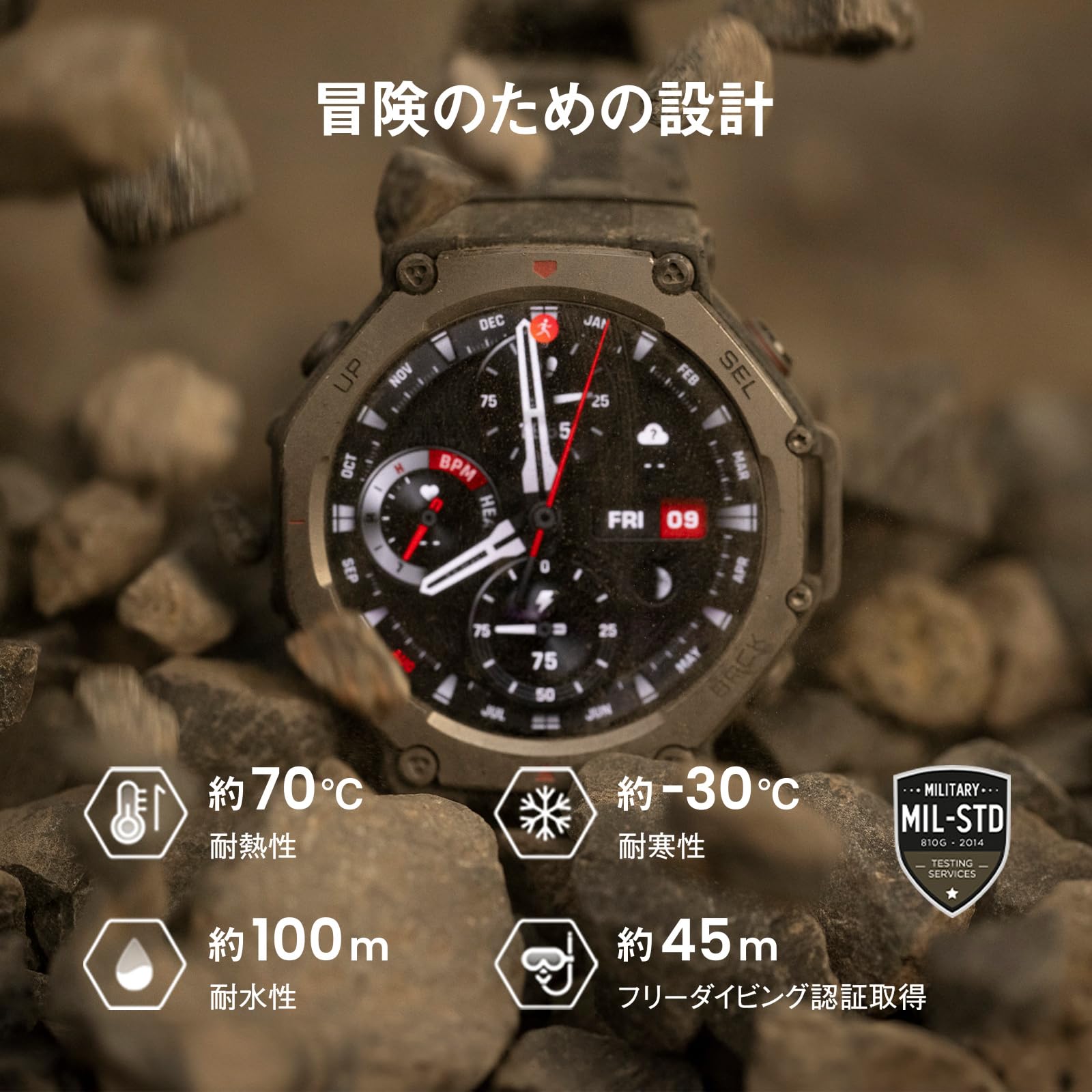 Amazon | Amazfit T-Rex 3 48mm スマートウォッチ 登山 ヤマレコ  