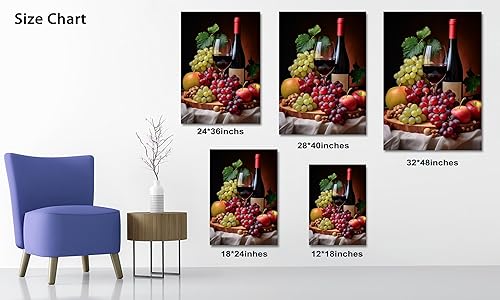 Miniatura 121 de Hzddty Lienzo decorativo para pared, diseño rústico de cocina, vino tinto y pan, cuadros de comida para decoración de pared, impresiones de pintura