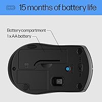 Vista 7 de HP Ratón inalámbrico X3000 G3 - Azul, batería de 15 meses, agarres laterales para control, apto para viajes, LED azul, potente sensor óptico de 1600