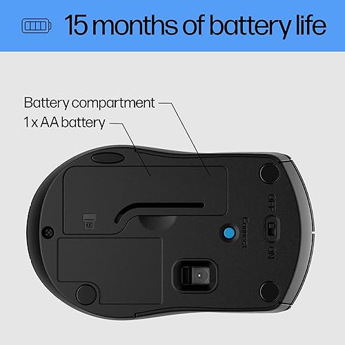 Miniatura 7 de HP Ratón inalámbrico X3000 G3, color azul, batería de 15 meses, empuñaduras laterales para control, apto para viajes, LED azul, potente sensor