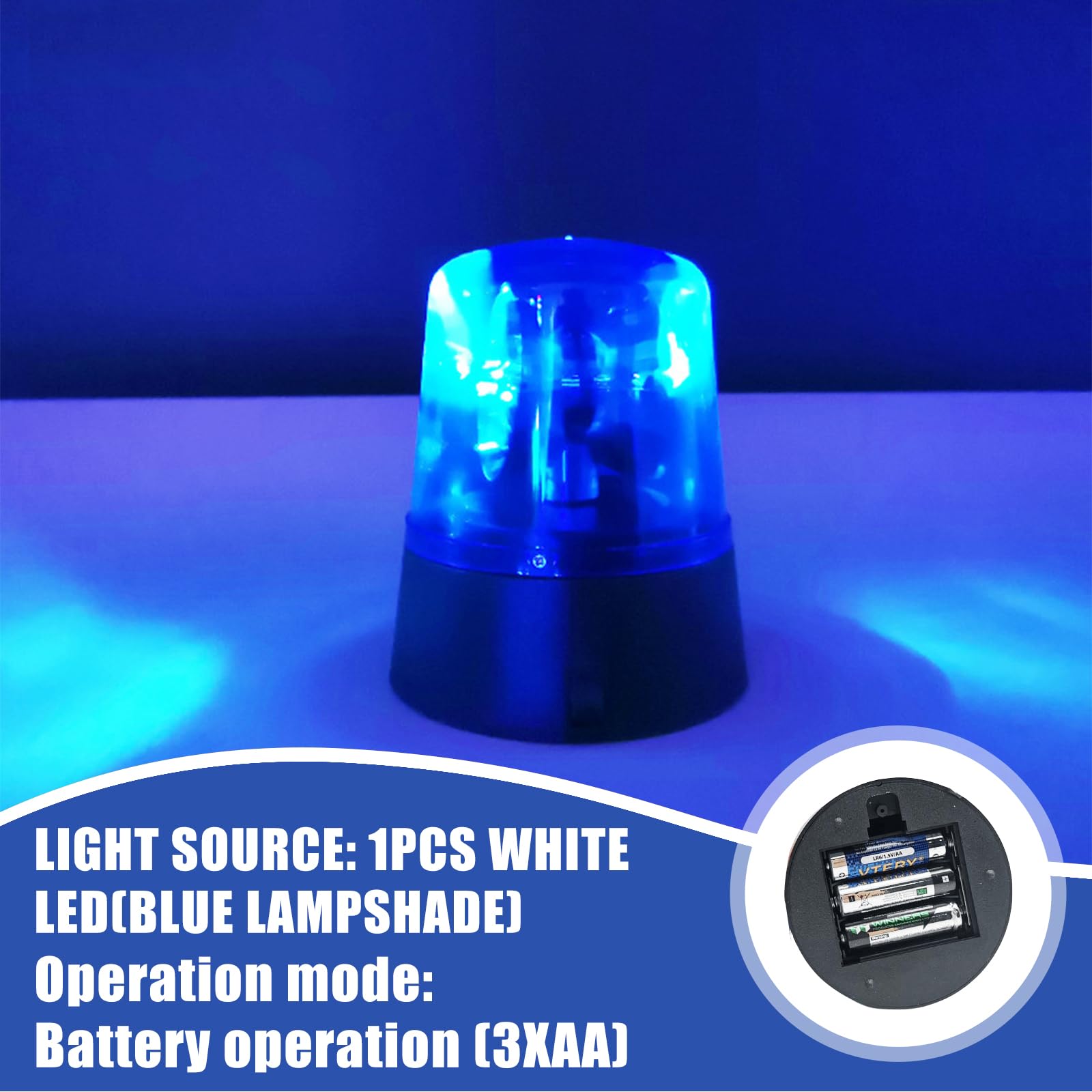Luce blu a LED, 2 pezzi, luci LED per feste, luce blu, luce a LED con riflettore girevole, 360°, funzionamento a batteria, illuminazione per feste, discoteca, sala da ballo