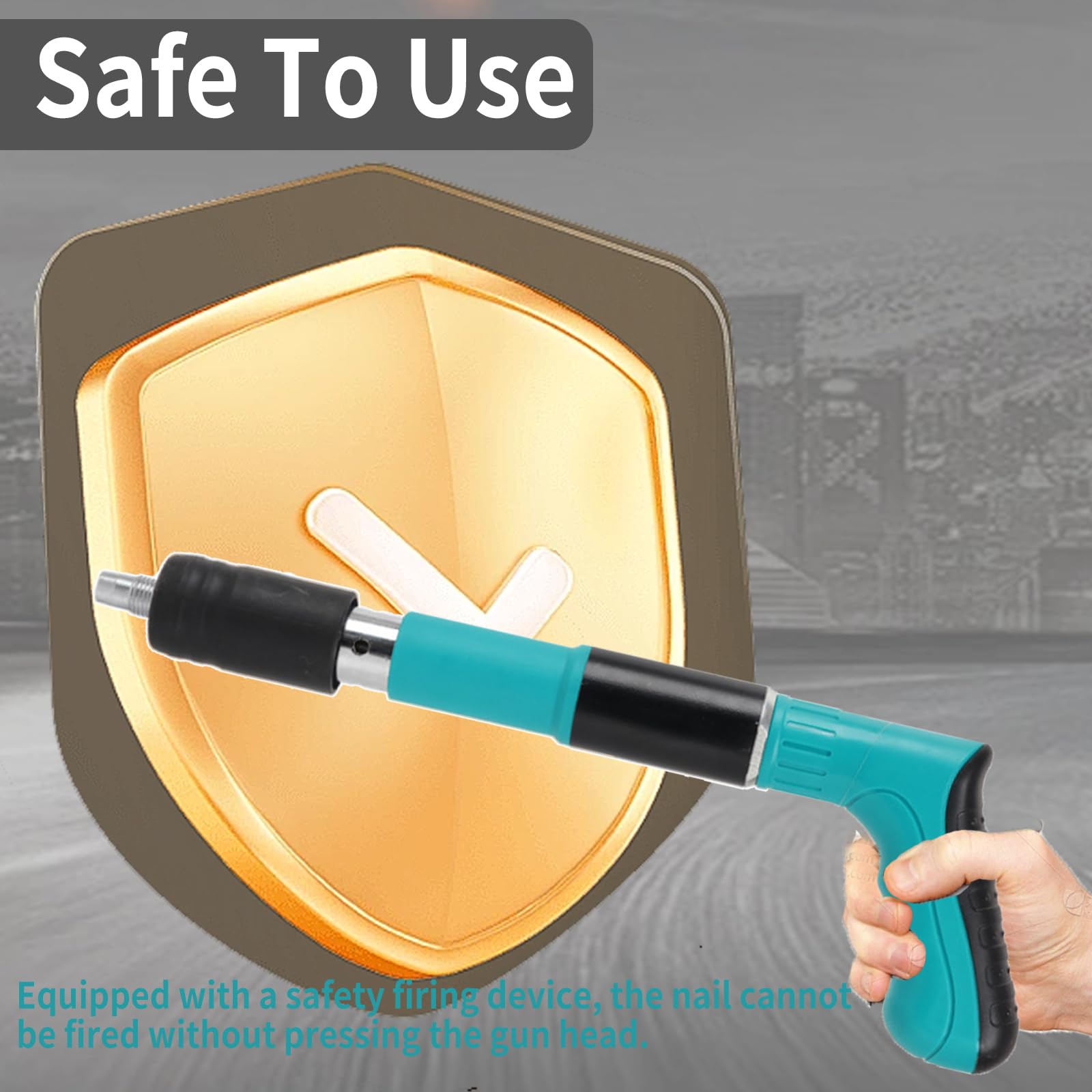 Pistola Sparachiodi Manuale Con 120 Chiodi - Nail Gun Portatile Per Legno E Acciaio - Regolabile E Silenziata - Colore Giallo - Foto 9