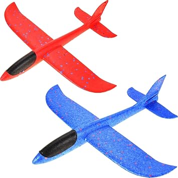 IndusBay® Pack of 2, Kids Throwing Plane Toy 17.5 Large Throwing Foam Glider Airplane with Dual Flight Mode Aircraft Gift for Childrens, Multicolor