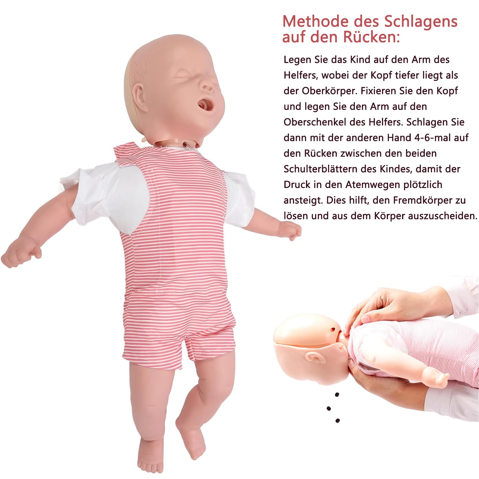 Herz-Lungen-Wiederbelebungspuppe für Kleinkinder, Erste-hilfe-reanimationspuppen, Erste hilfe kinderpuppe, Atemwegsobstruktion, Herz-Lungen-Wiederbelebungspuppe aus Silikon für die Ausbildung