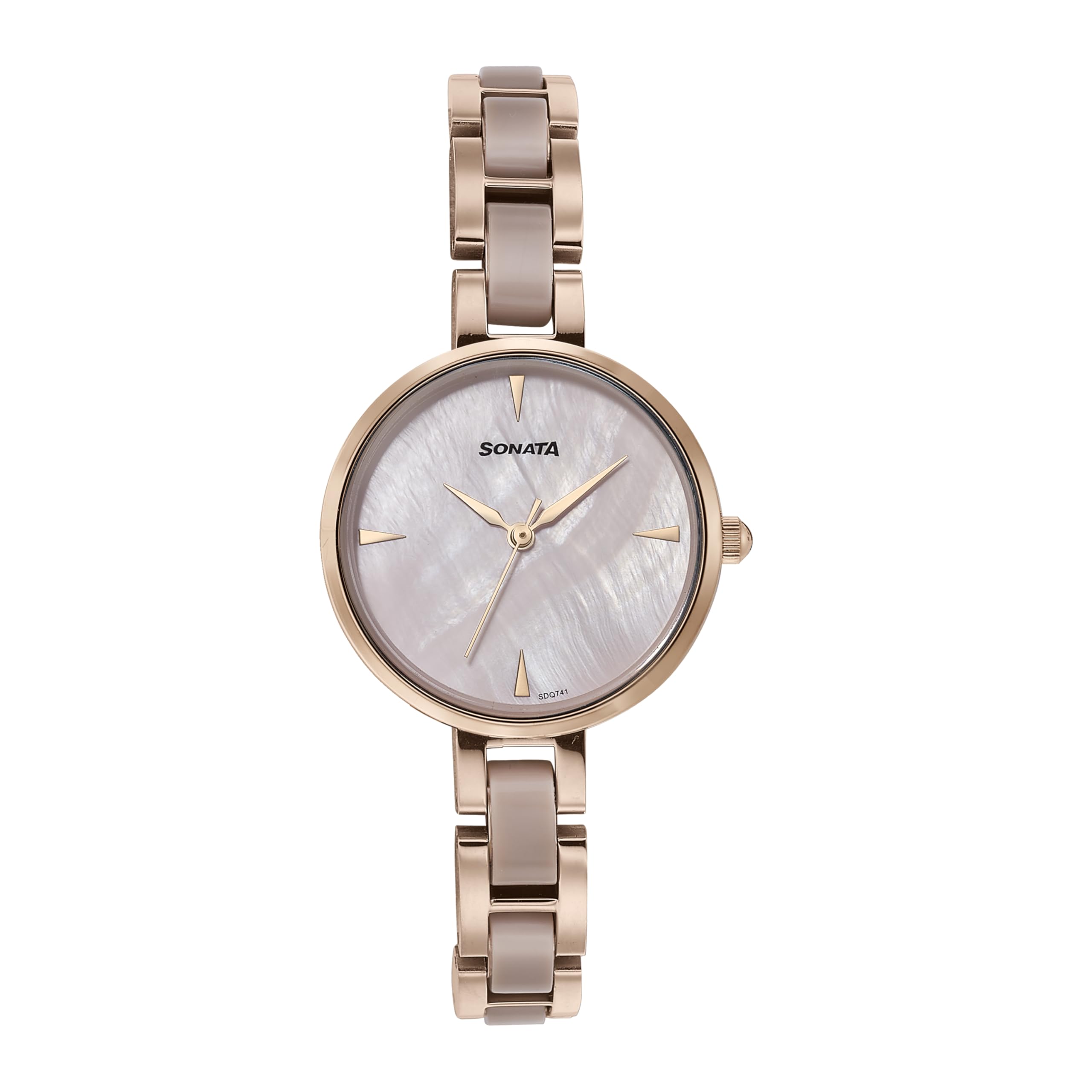 Quartz Analog Mother of Pearl Dial Two Toned Stainless Steel Strap Watch for Women-image-21