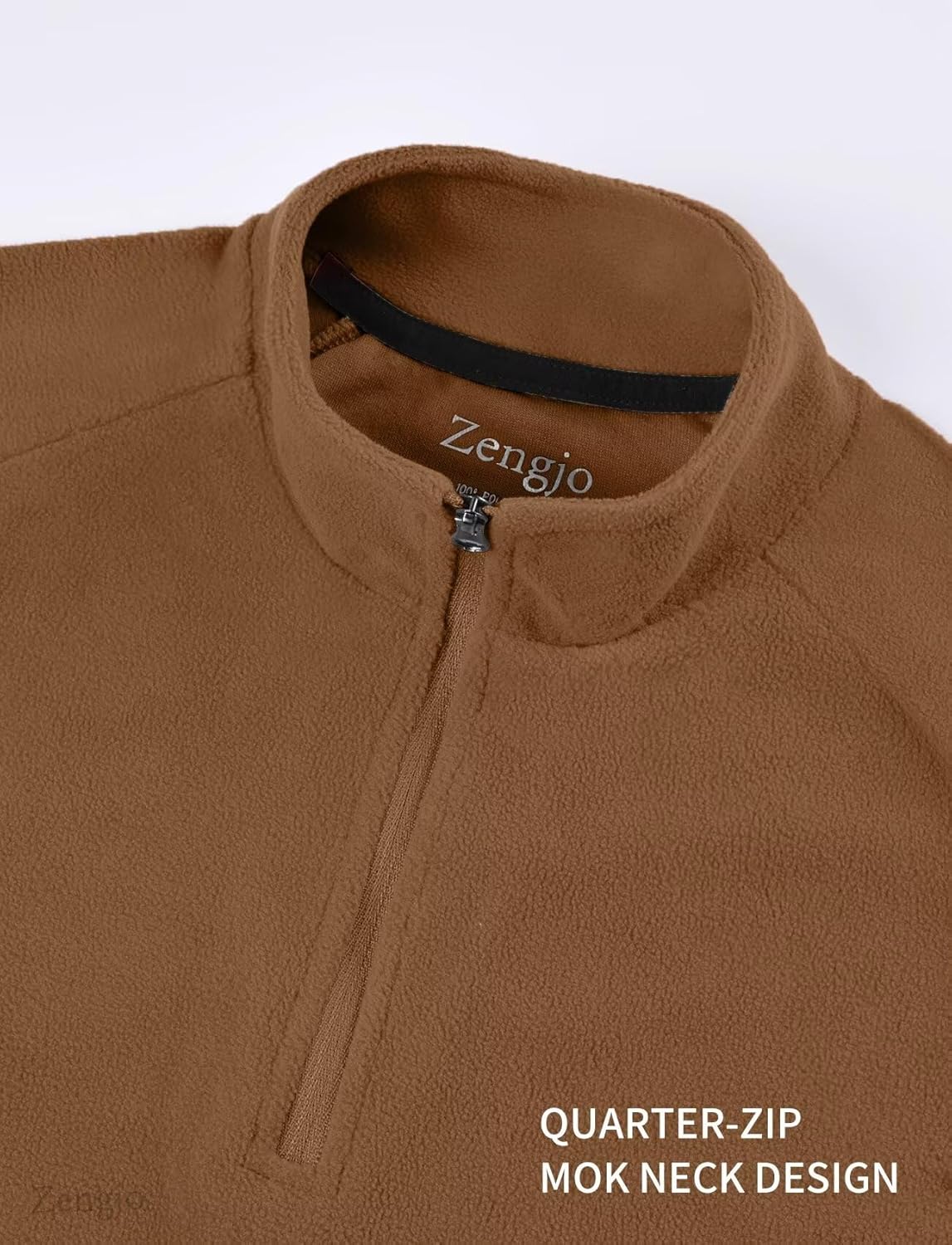 Zengjo Mens Quarter Zip Thin Fleece Pullover Shirt Lightweight 1/4-Zip Mock Neck Sweatshirt Thermal BaseLayer - Image 6