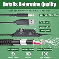 Vista 56 de BENGOO G9000 - Auriculares estéreo para juegos para PS4, PC, Xbox One PS5, cancelación de ruido, auriculares sobre la oreja con micrófono, luz LED