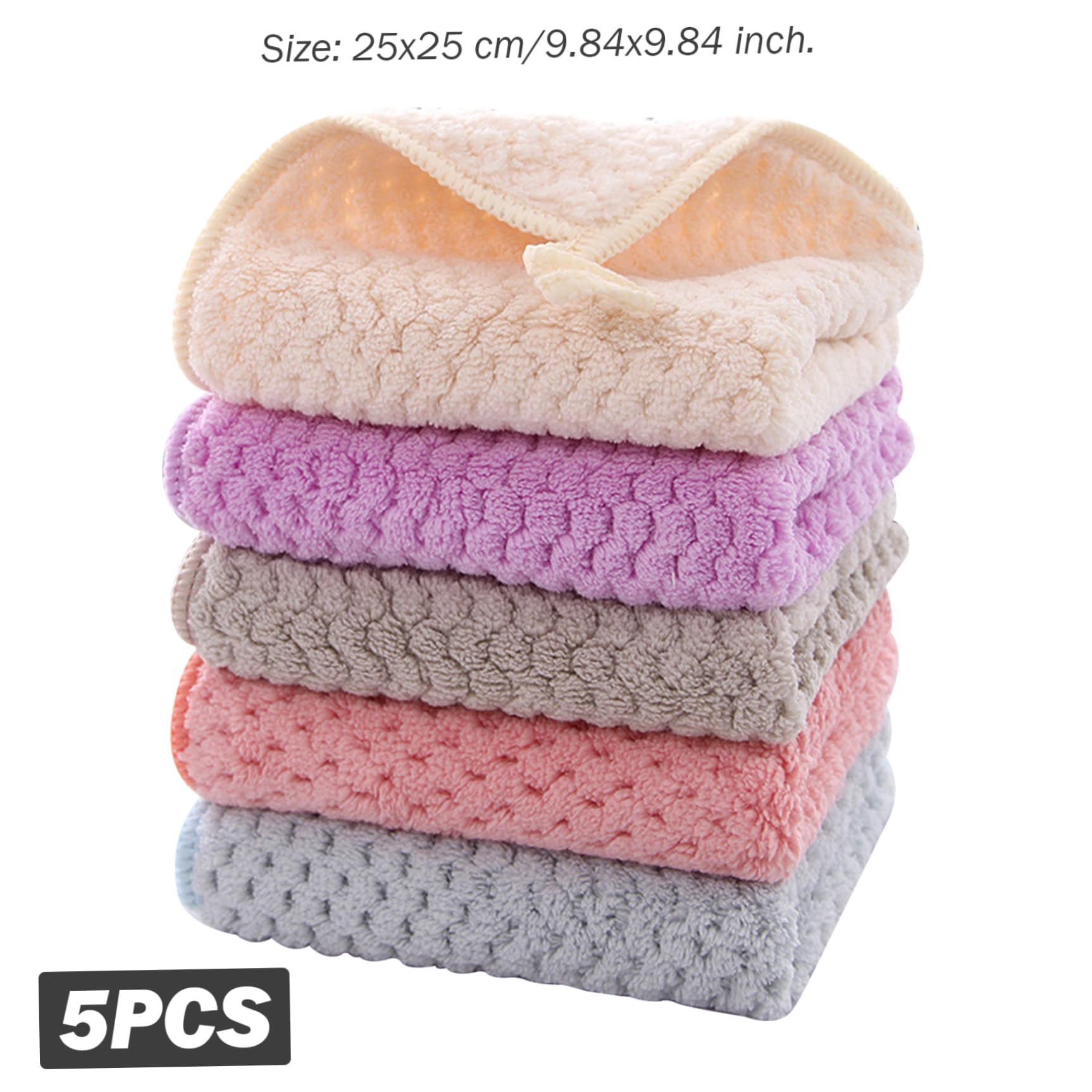5 piezas Toallas de mano pequeñas para baño toallas de mano pequeñas suaves y súper absorbentes con bucles colgantes para cocina y baño, lavable a máquina ＆ Toallas de secado de manos de secado rápid