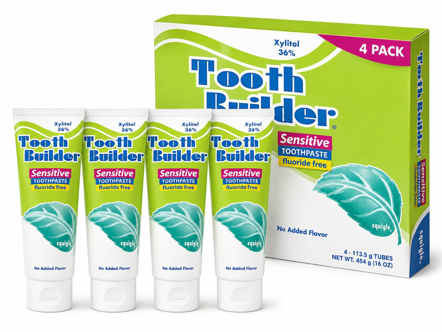 Squigle Tooth Builder Sensitive Toothpaste 4 Oz - 4 Pack by Squigle