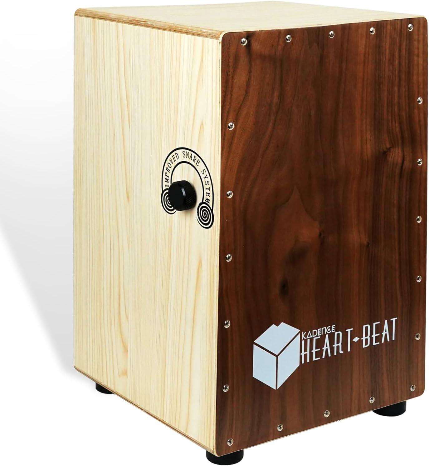 Kadence CL50 Heartbeat Cajon | Adjustable Snare String | Maple Body & Walnut Head | Anti-skid Rubber Feet | Includes Learning Course | Brown