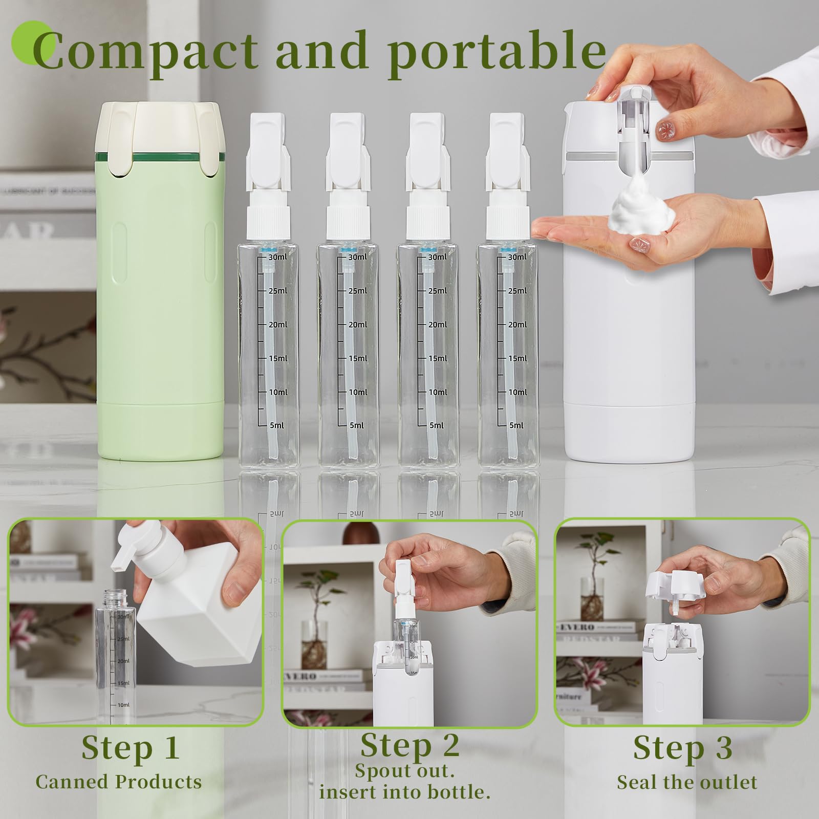 Dispenser da viaggio 4 in 1, ricaricabile, a prova di perdite e portatile, per shampoo, balsamo, gel doccia e articoli da toeletta, perfetto per vacanze, campeggio e palestra (4 pezzi)
