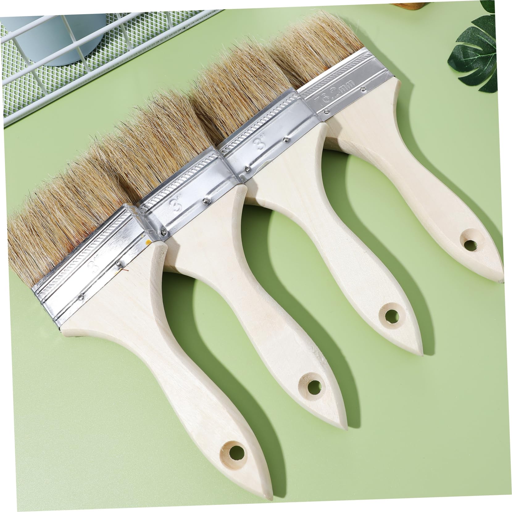 SHINEOFI Cepillo De Pelo De Cerdo Chip Parilla Cepillo para Parrilla Hilván Pinceles Salsa Cepillo De Virutas Pincel De Pintura Brocha De Madera 10 Piezas X 4