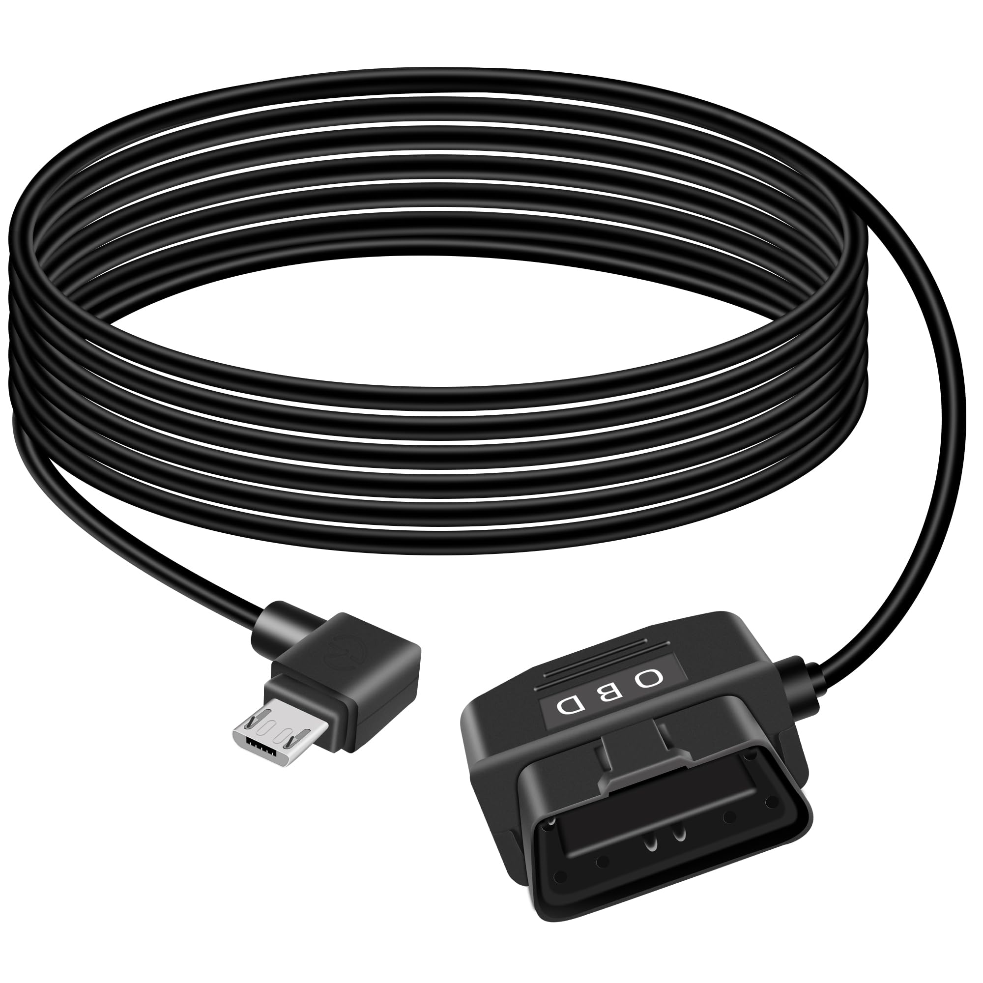 GELRHONR Micro USB OBD Power Cable for Car,Right Angle Micro USB OBD Dash Camera with Switch Button 24 Hours Surveillance/Acc Mode 12-24V to 5V 23A, for Dashcam, GPS or Radar-3.5M/11.5Ft