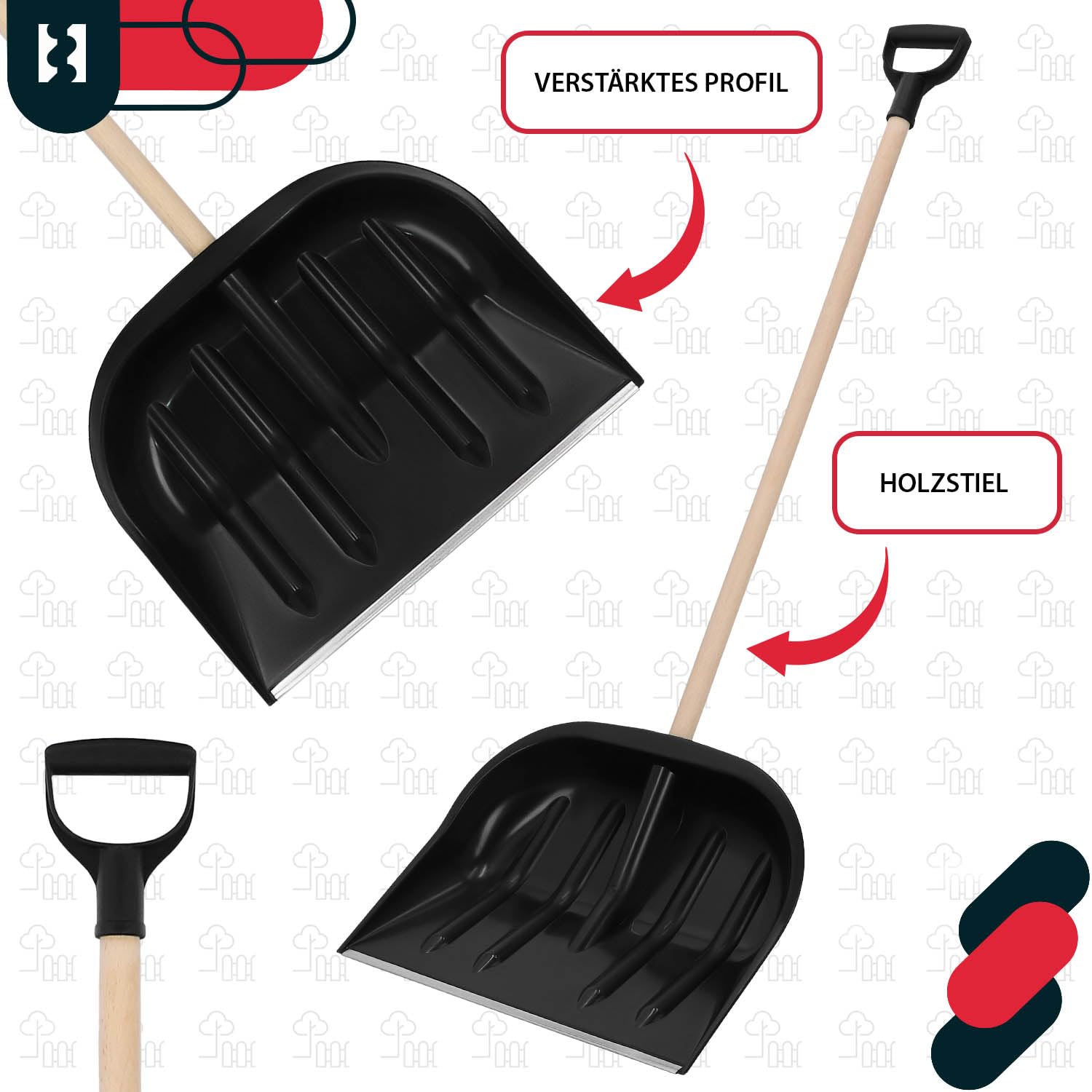 KOTARBAU® Juego de pala de nieve con mango de madera, 137 cm, con mango de 43 cm, raspador de hielo de 119 x 20 cm + guantes, pala de nieve, pala de nieve, mango de madera para quitar la nieve — view 5