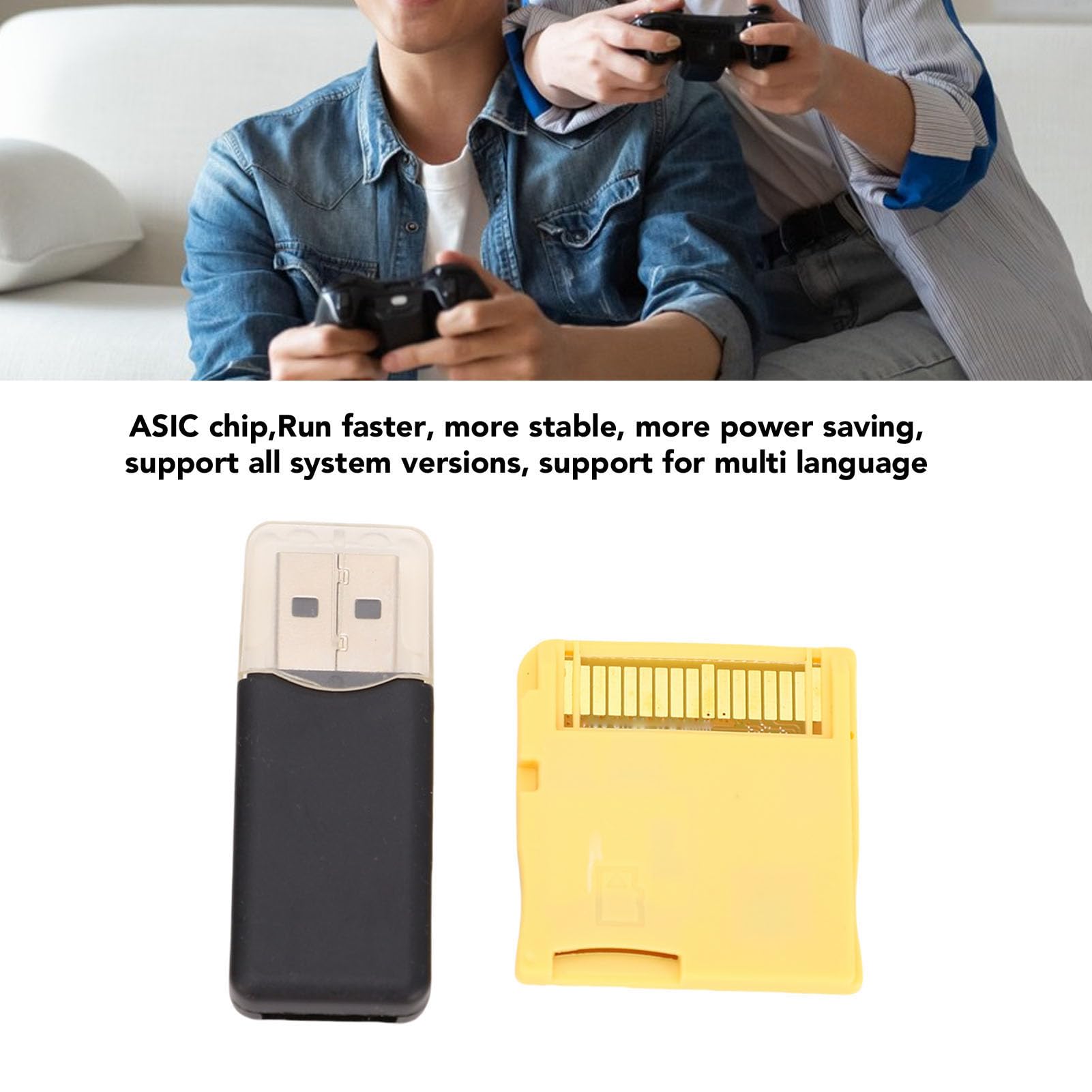Focket Tarjeta Flash, Chip ASIC Consola de Juegos Rápida y Estable con Ajuste de Brillo Restablecimiento Suave en Varios Idiomas para DS 2DS 3DS NDSL NDSi NDSi XL (Gold)