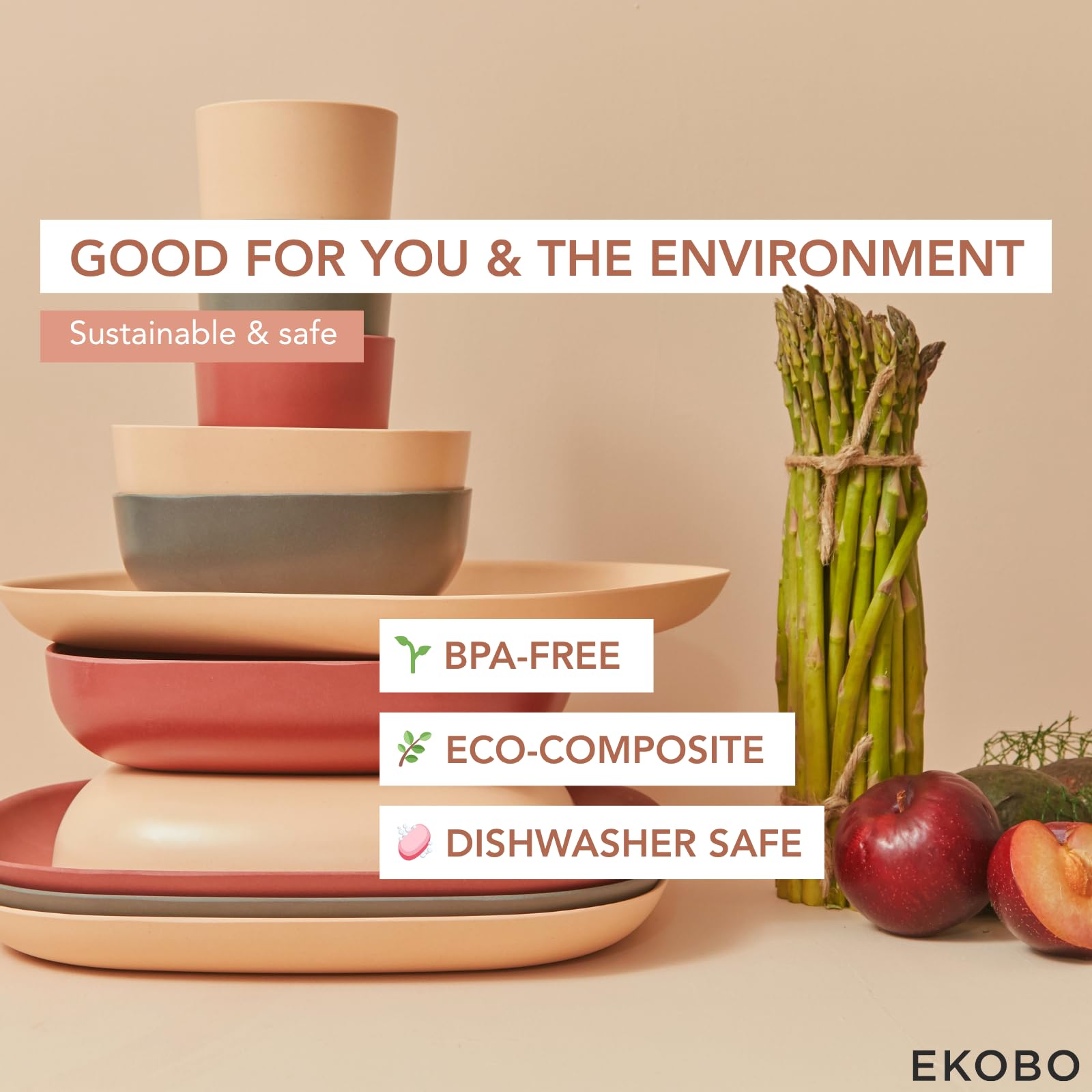 EKOBO Biobu Bowls - 4 Pack, White -6 EKOBO Biobu Bowls - 4 Pack, White -6