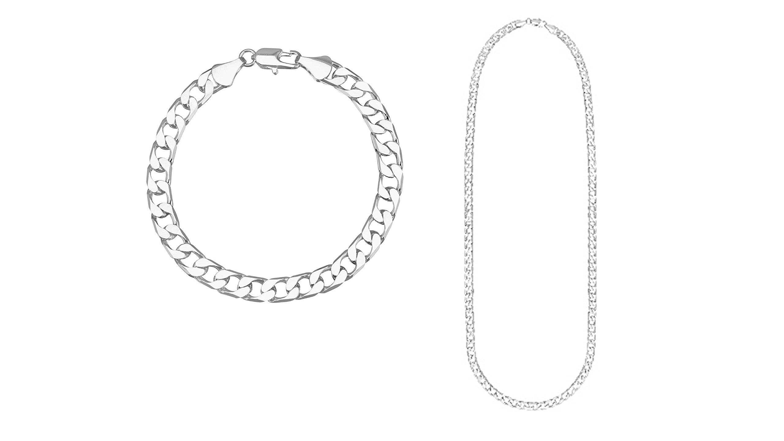 Shining Jewel 925 Silver Plated Imported Quality Cuban Link Bracelet & Necklace Combo Gift Pack Of 2 (SJBNC_22)