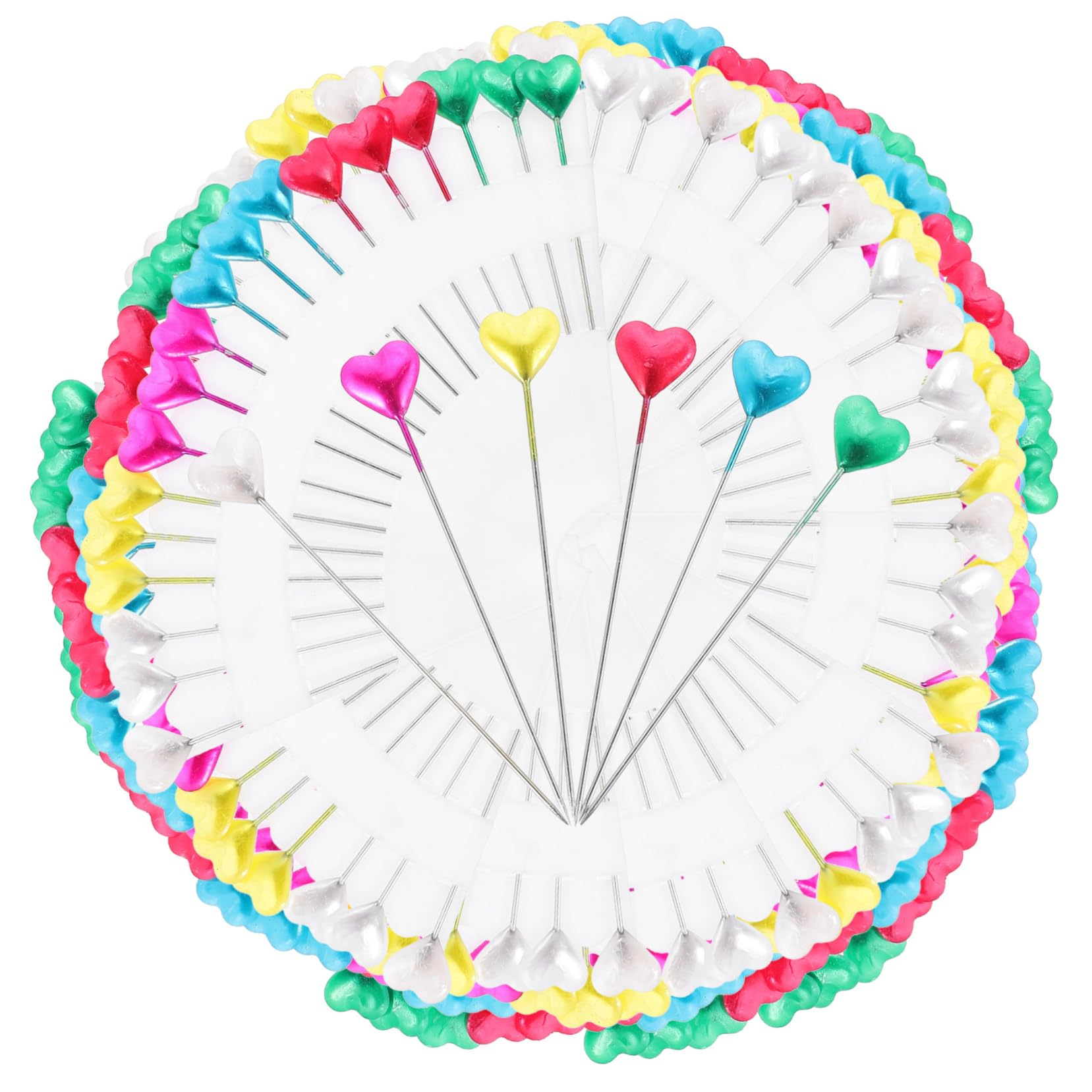 BELLIFFY 216pcs Pearlescent Heart Shape Sewing Pins Straight Quilting Dressmaking Positioning Pins for Craft Projects Lightweight and Resistant for Flowers and Fabrics