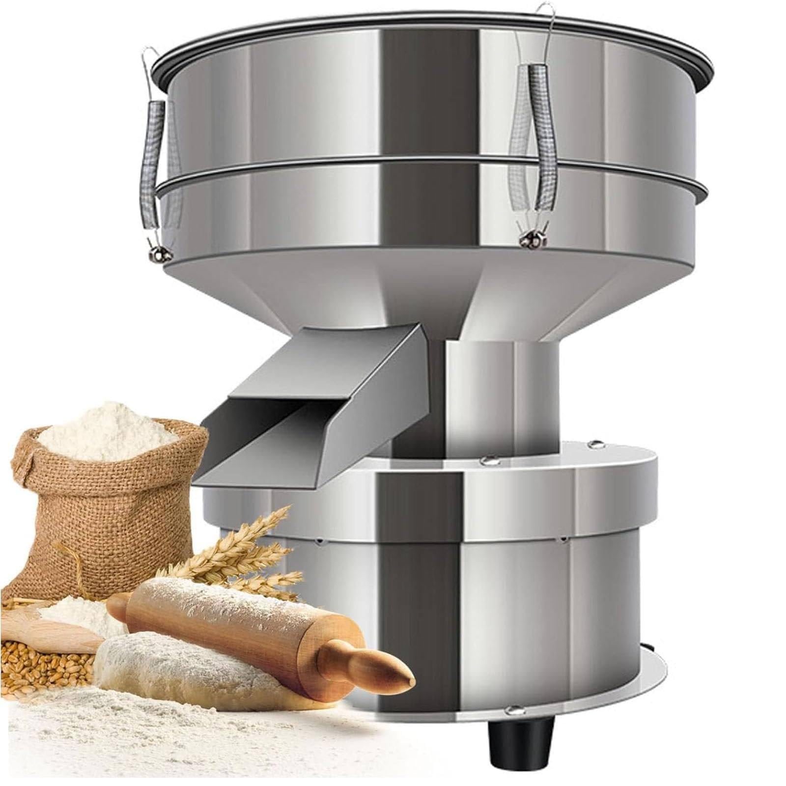 50W Vibrating Sieve with 2 Sieve Electric Sieve Machine Electric Flour Sieve Automatic Sieve Shaker 1350r/min for Baking and Flour Powders,15cm-30&40mesh