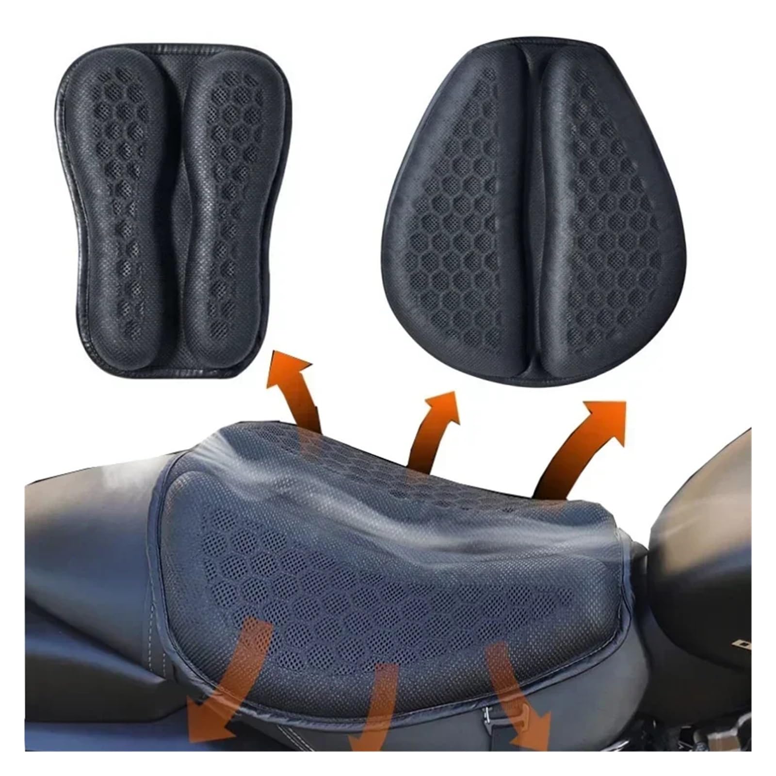 Funda para Asiento Gel Plegable para Motocicleta, Cojín para Asiento, Estructura De Panal 3D, Transpirable para(Large)