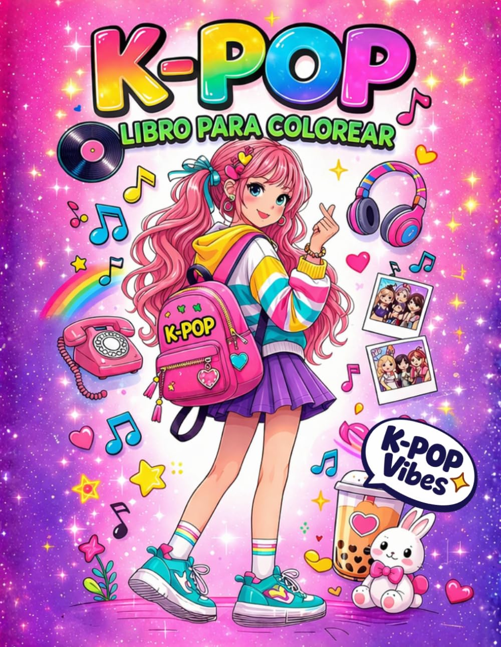 K-Pop libro para colorear: Libro de colorear K Pop kawaii con idols de anime y manga para niñas | Dibujos y diversión koreana