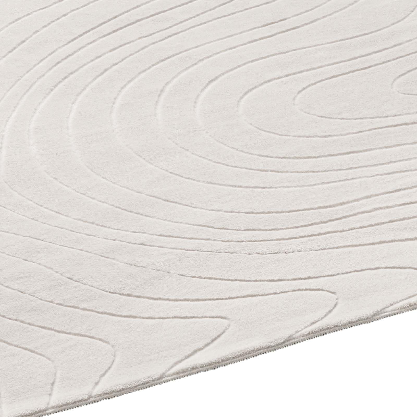 Kurzflor Boho Vintage Teppich waschbar, pflegeleicht geeignet für Wohnzimmer, Schlafzimmer und Kinderzimmer Kinderteppich auch als Badematte Badzimmerteppich Creme abstrakte Wellen 160x230 cm