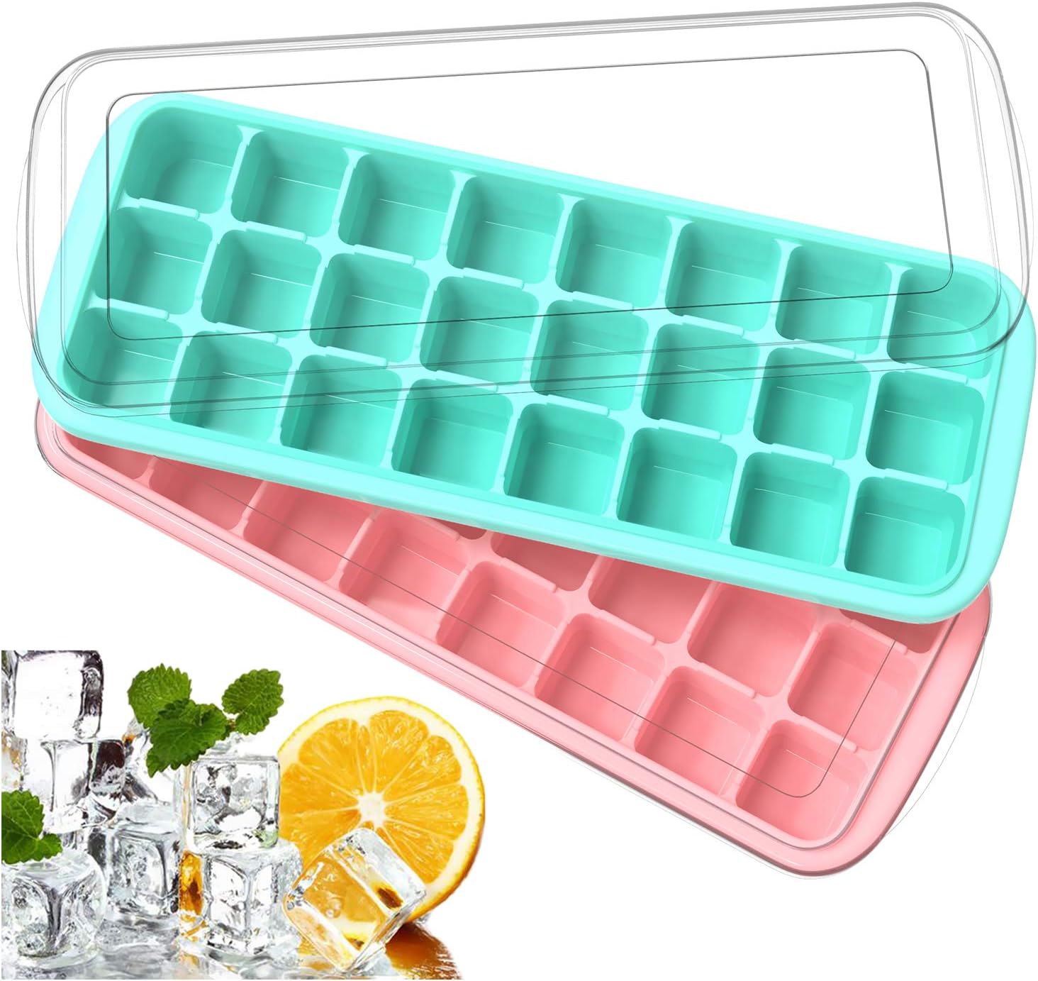 Ozera Popsicle Molds Set of 2, Reusable 4-Cavities Ice Cake Pop Molds Easy Release Cakesicle Molds Silicone with 50 Wooden Sticks & 50 Popsicle Bags & 50 Sealing Lines