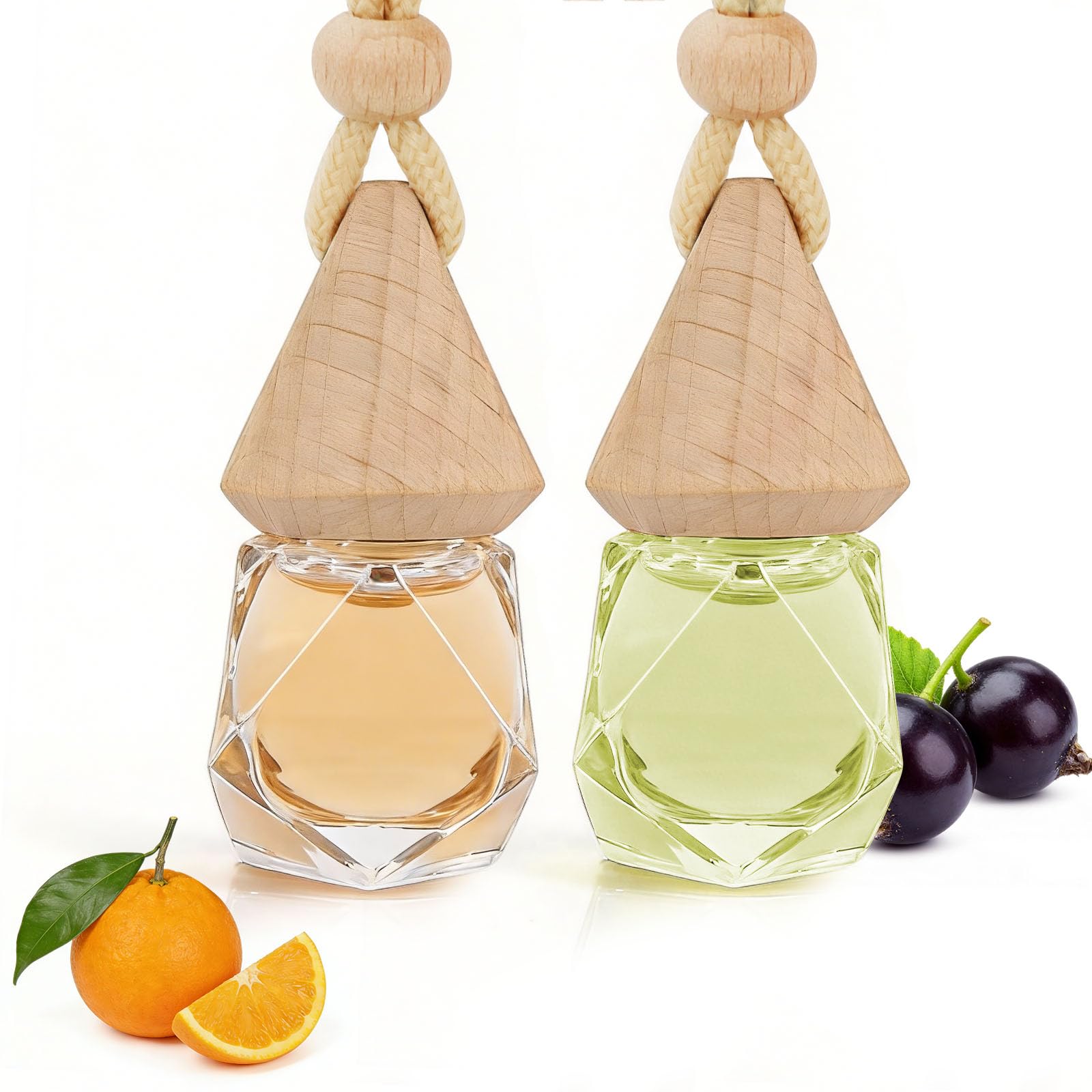 2 Pack Car Air Fresheners Citrus Orange Blossom & Forest Breeze Scent, Automotive Air Freshener with 2 Vent Clip, Strong Flower Perfume Car Diffuser Long Lasting up to 60 Days for Men & Women